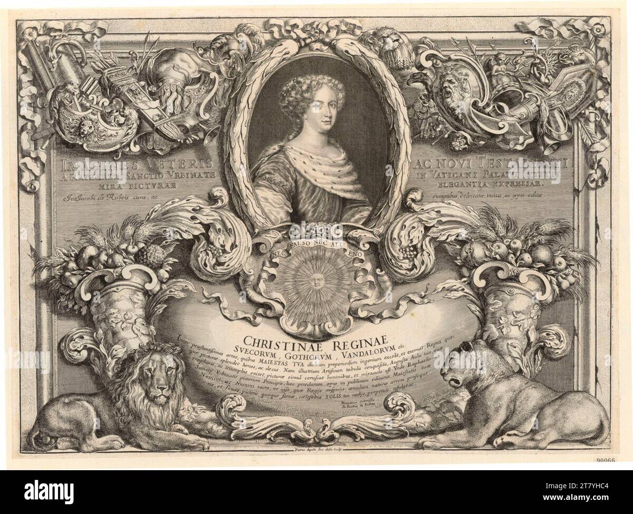 Pietro Aquila (incisore) Ritratto ovale della Regina Cristina di Svezia. incisione 1665-1692 , 1665/1692 Foto Stock