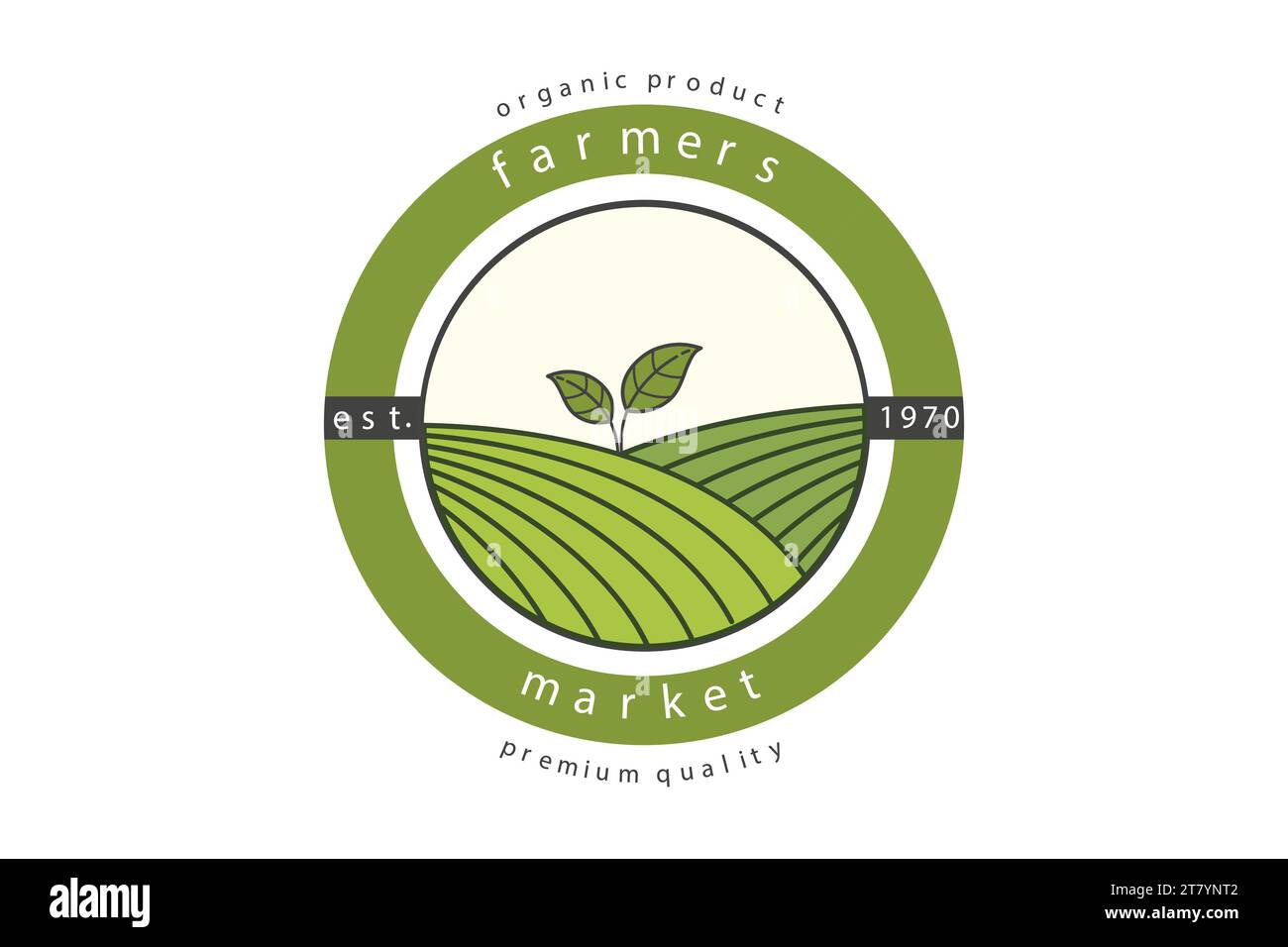 Design del logo Free Vector Nature Organic con il concetto di campo agricolo e vegetale Illustrazione Vettoriale