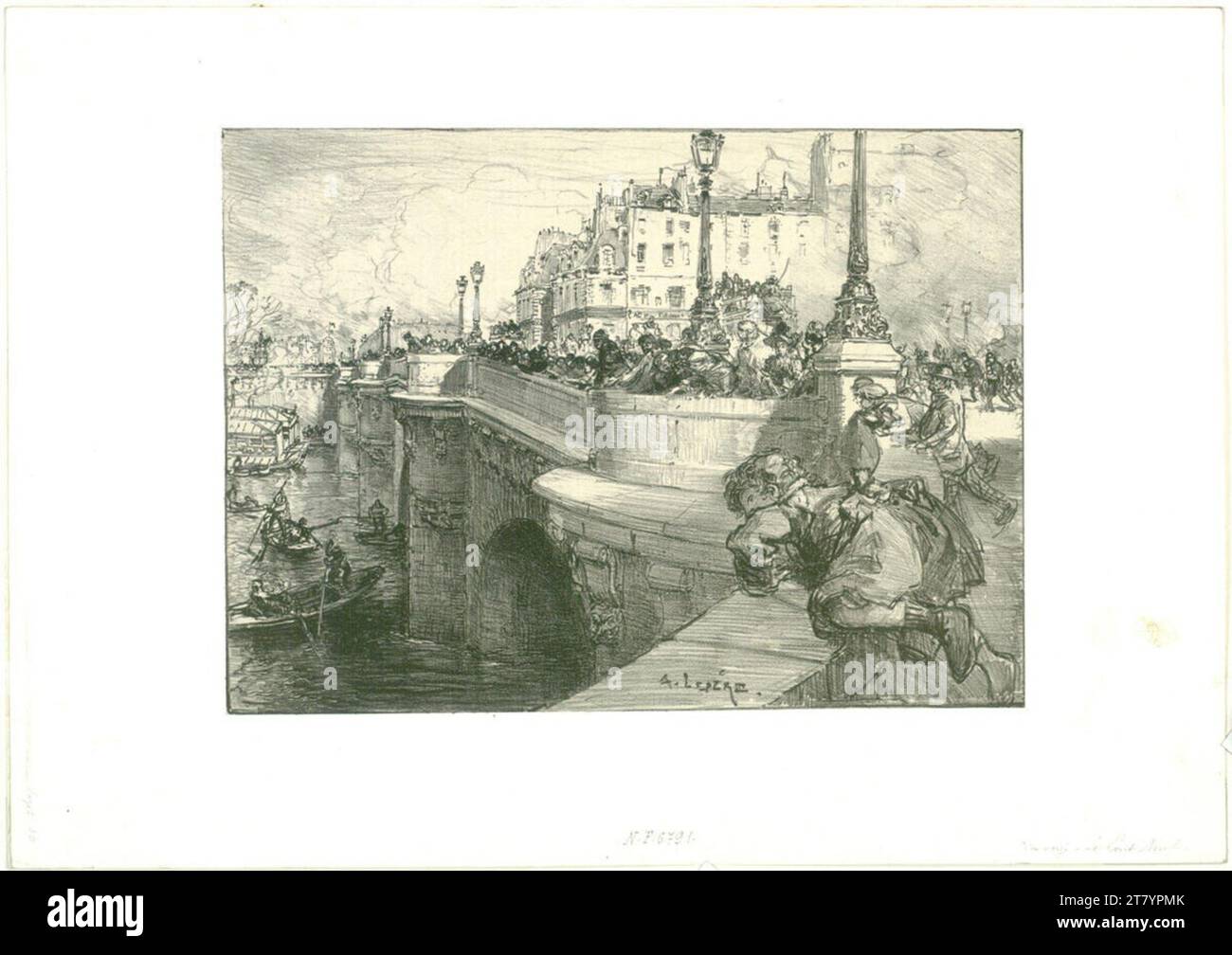 Auguste Lepère c'è un annegato. Litografia 1892 , 1892 Foto Stock