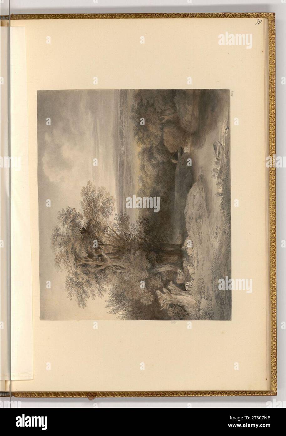 Martin von Molitor Trade Group con una visione distante. Piuma; nera; lavata; nera; marrone; giallo; Rosso 1780-1812 , 1780/1812 Foto Stock