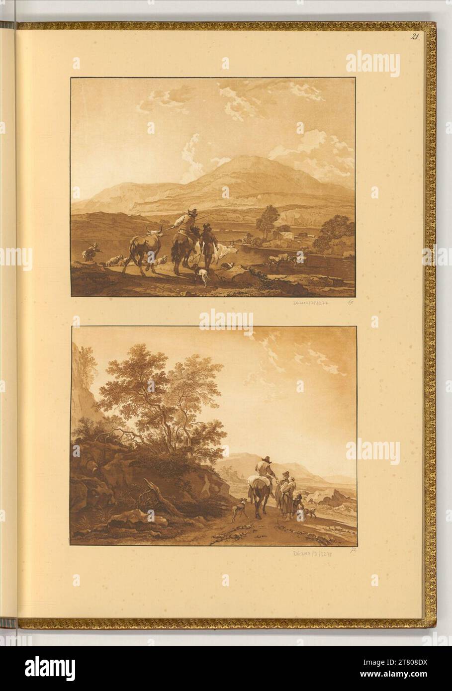 Wilhelm Alexander Wolfgang von Kobell (incisore) paesaggi con pastore. Aquatinta 1791 , 1791 Foto Stock