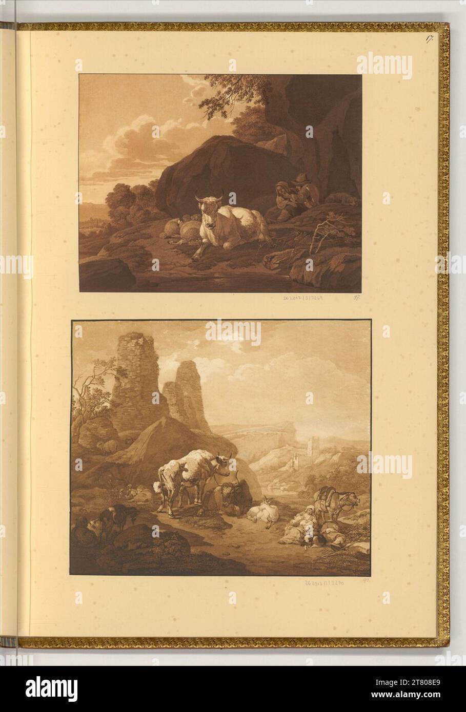 Wilhelm Alexander Wolfgang von Kobell (incisore) paesaggi con pastori. Aquatinta 1785-1855 , 1785/1855 Foto Stock