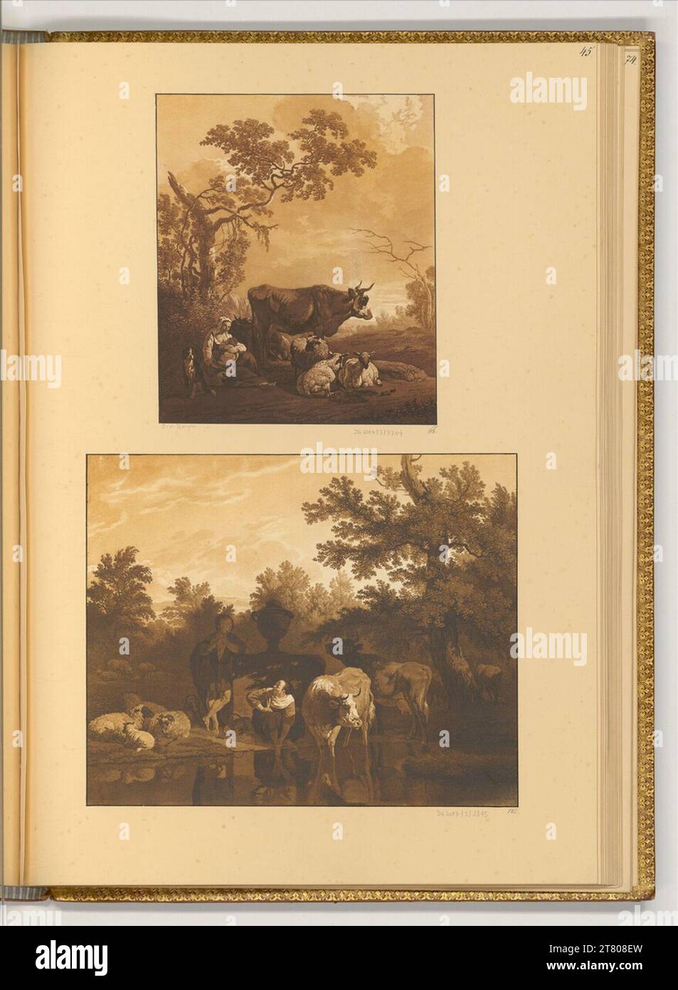 Wilhelm Alexander Wolfgang von Kobell (incisore) paesaggi con pastori e pastori. Aquatinta 1792 , 1792 Foto Stock