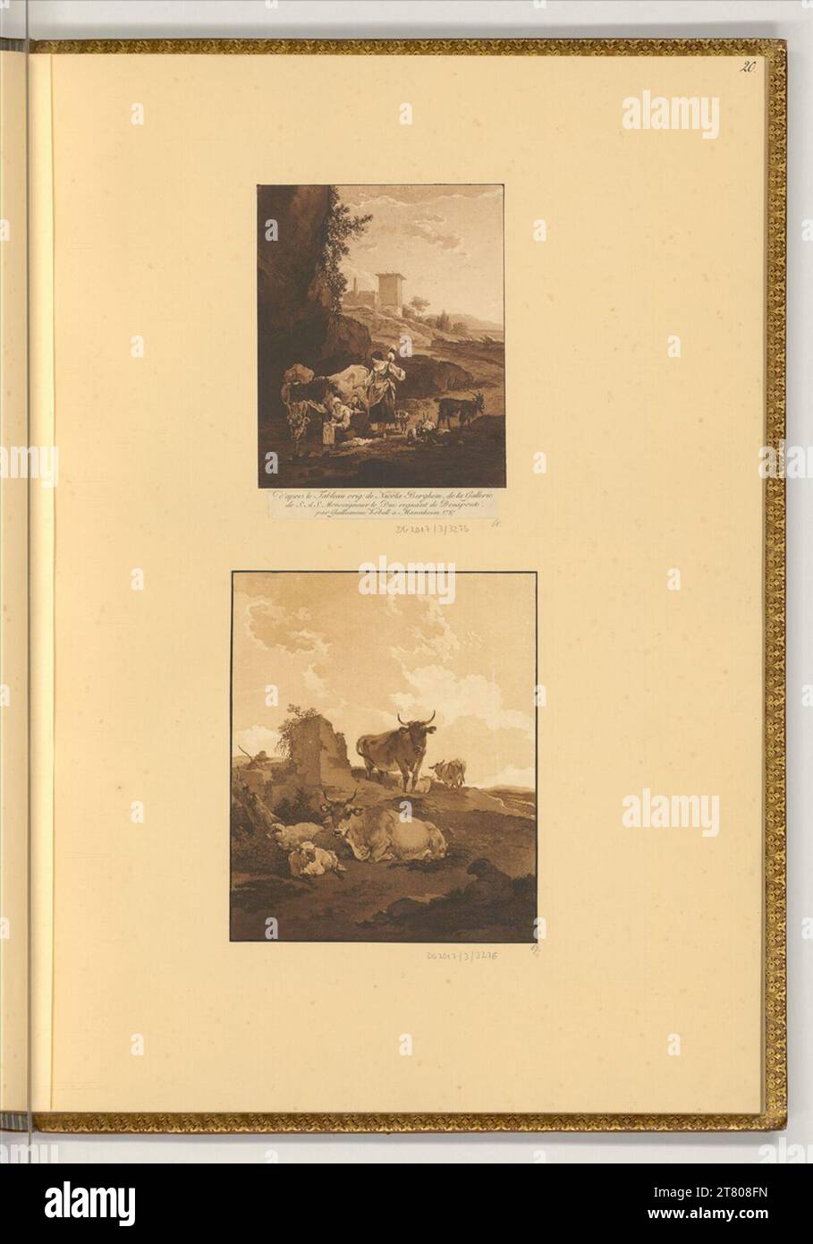 Wilhelm Alexander Wolfgang von Kobell (incisore) paesaggio con vestiti; paesaggio con pastore e animali. Aquatinta 1787; 1791 Foto Stock