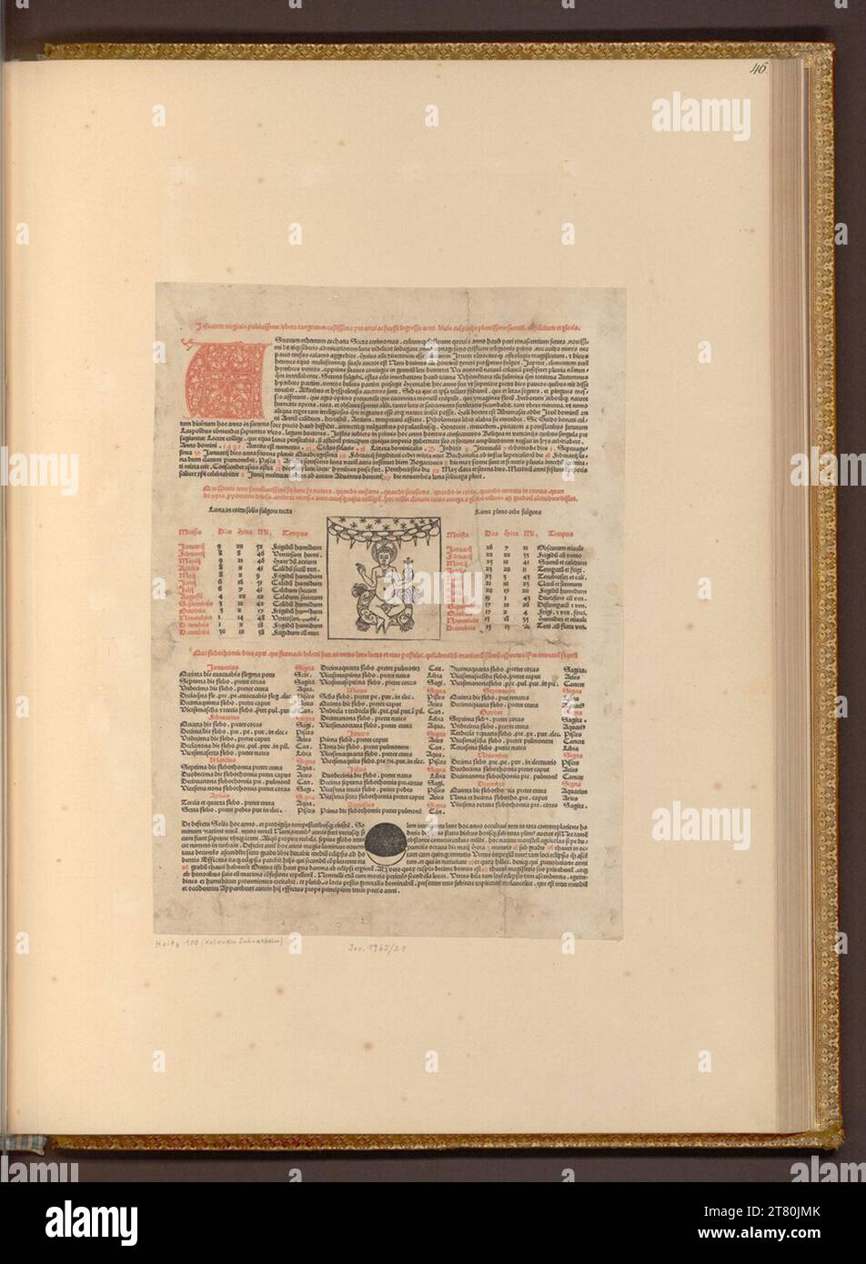 Unbestimmt (an der Entstehung Beteiligte r) drain Calendario del 1491. Woodcut, pressione del libro 1491 , 1491 Foto Stock