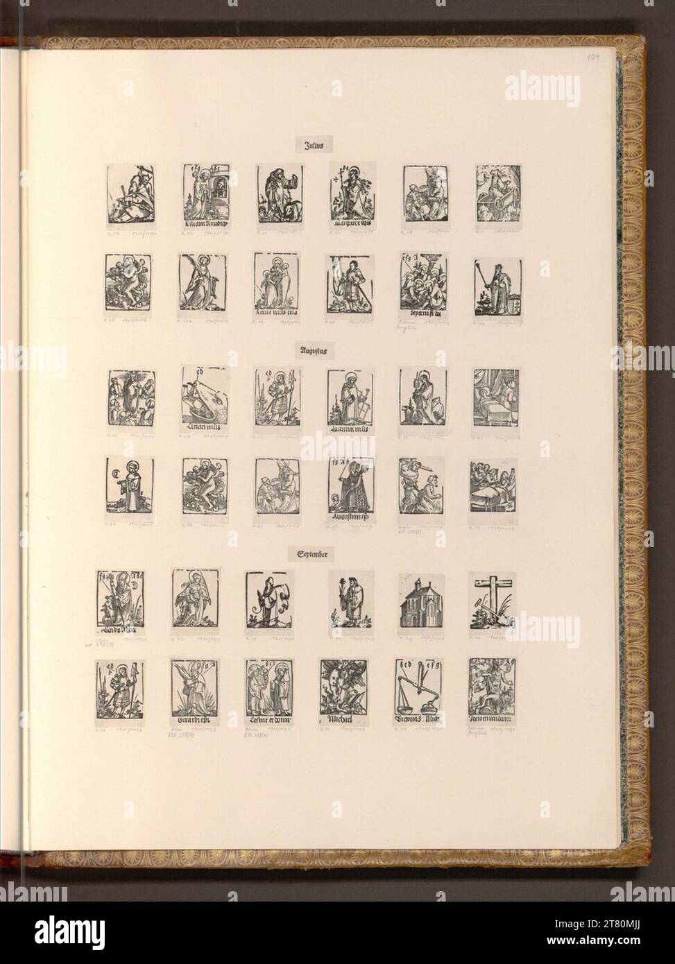 Sebald Beham (an der Entstehung Beteiligte r) Calendario santo. Woodcut 1. Hälfte 16. Secolo Foto Stock