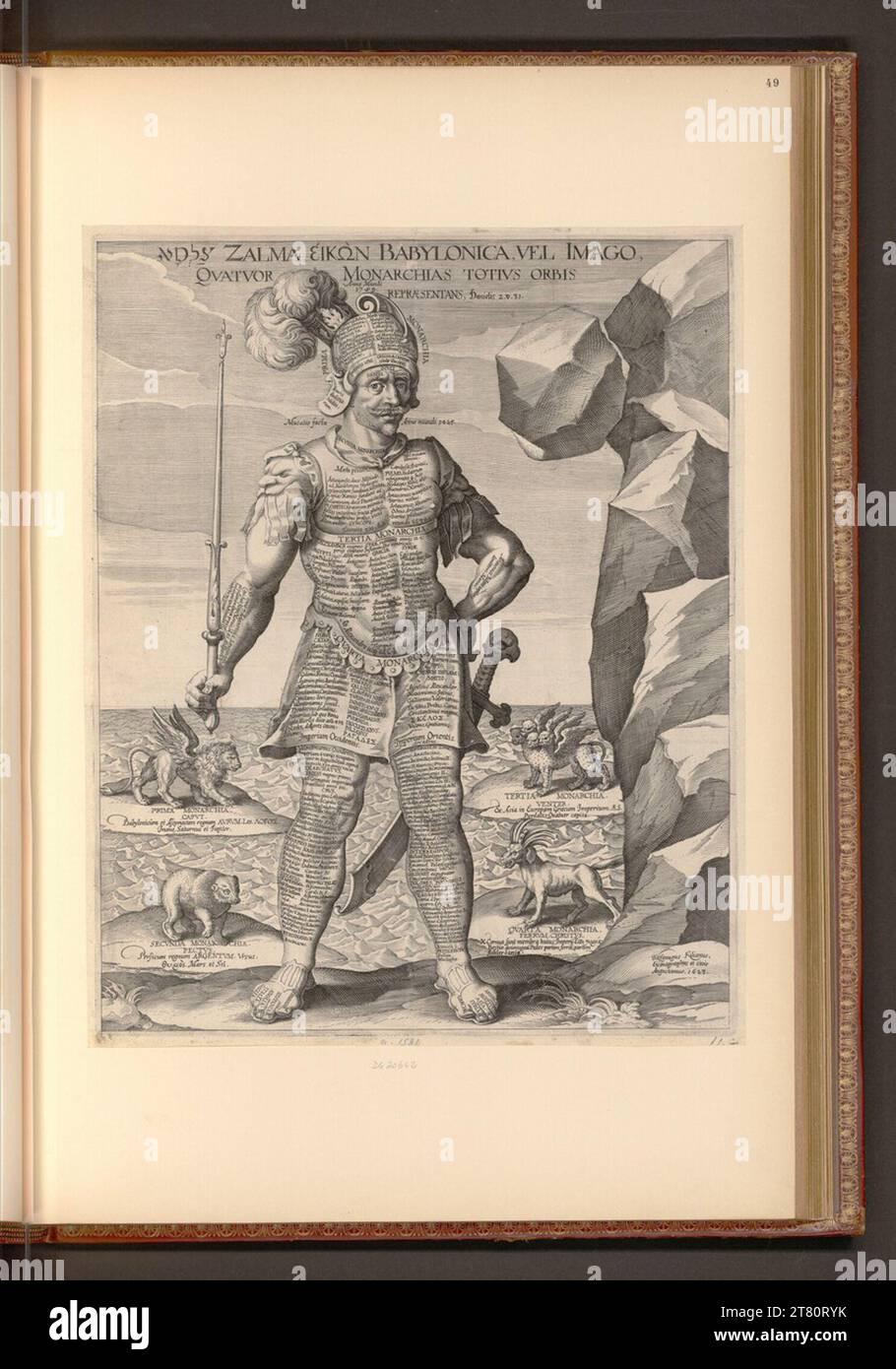 Wolfgang Kilian Zalma, Eikon di Babylonica, o l'immagine, le quattro monarchie di tutto il mondo che rappresentano. Incisione in rame, incisione incisione a goccia cucitura a lastra di rame 1623 , 1623 Foto Stock