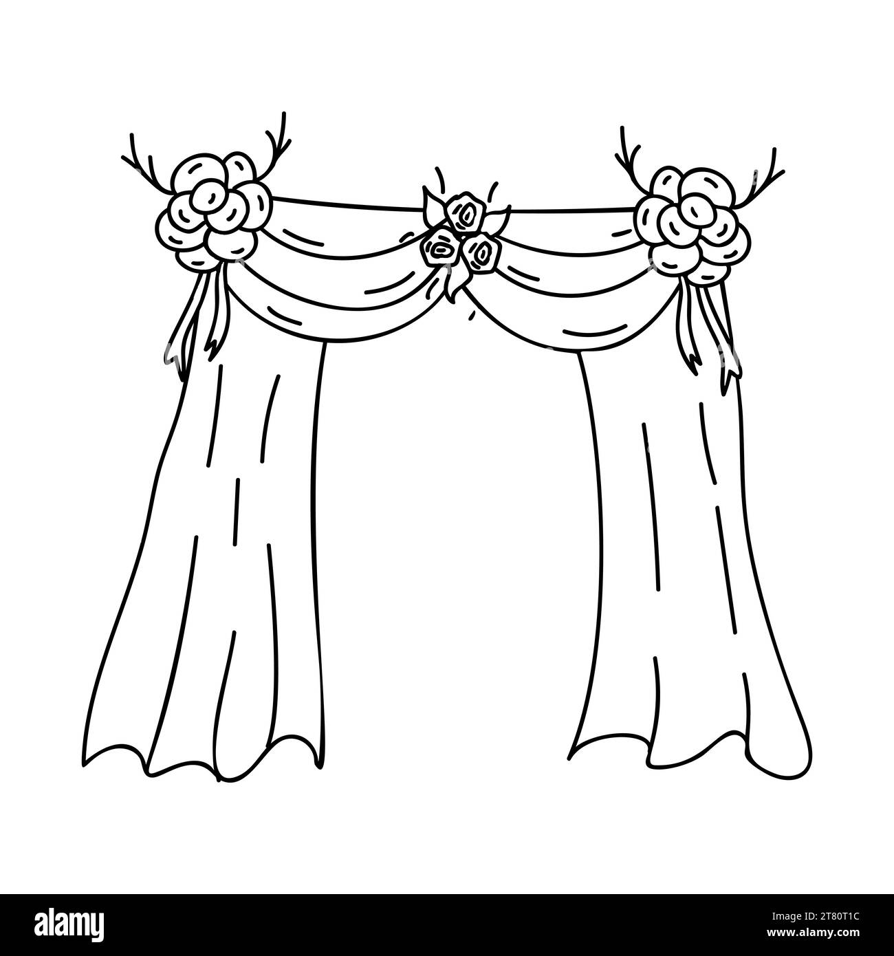Illustrazione di Doodle di arco nuziale con fiori Illustrazione Vettoriale