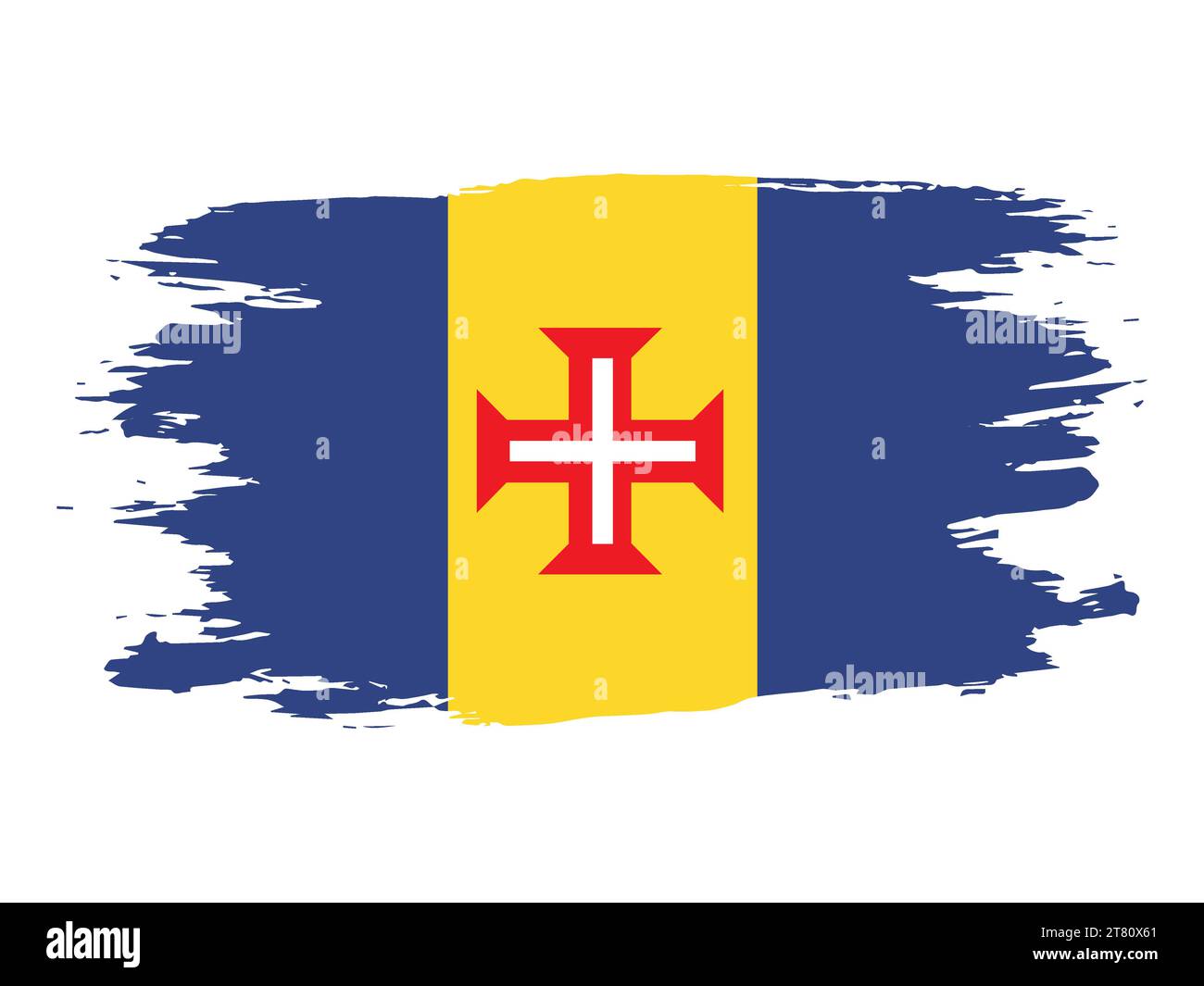 Bandiera di Madeira disegnata con un pennello Illustrazione Vettoriale
