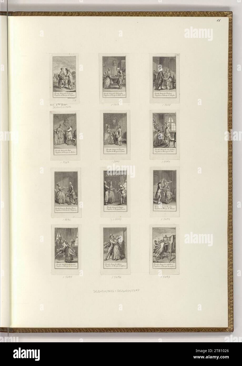 Daniel Nikolaus Chodowiecki (incisore) Göttingen calendario tascabile dal 1781: Matrimonio applicazioni (illustrazione del libro). incisione 1780 , 1780 Foto Stock