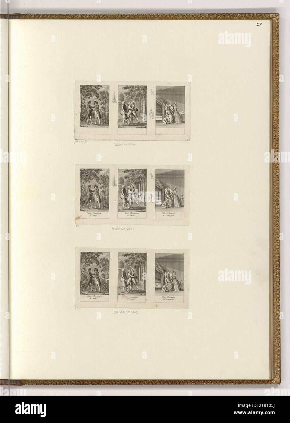 Daniel Nikolaus Chodowiecki (incisore) Göttingen calendario tascabile dal 1794: Sincerity and Hypocrisy (illustrazione del libro). incisione 1793 , 1793 Foto Stock