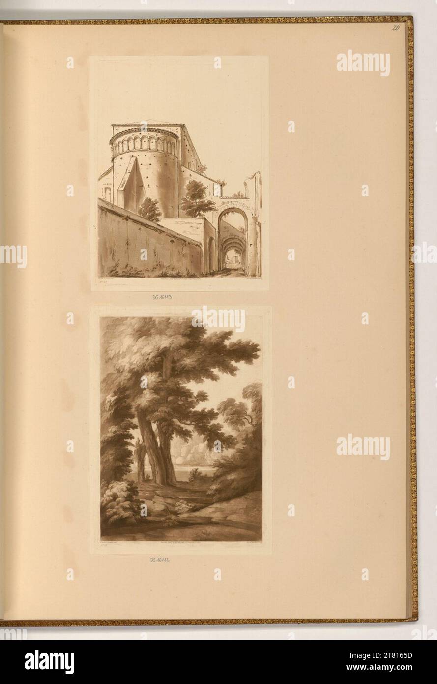 Richard Earlom (incisore) veduta della choirsis dei SS. Giovanni e Paolo; paesaggio prato. Schaubkunst, incisione 1807 , 1807 Foto Stock