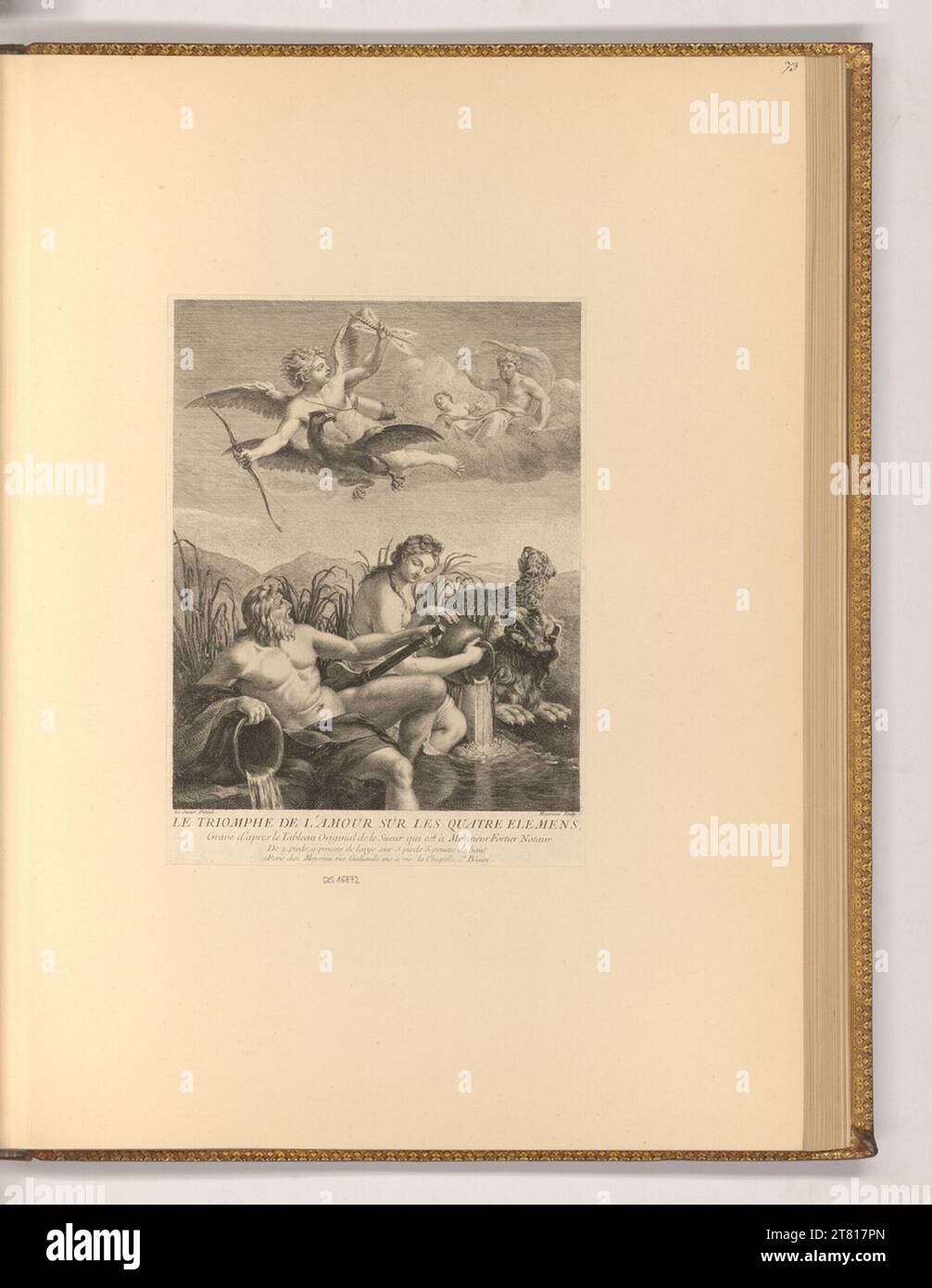 Jean Moyreau (incisore) Trionfo dell'amor sui quattro elementi. Incisione rame, incisione 1711-1762 , 1711/1762 Foto Stock