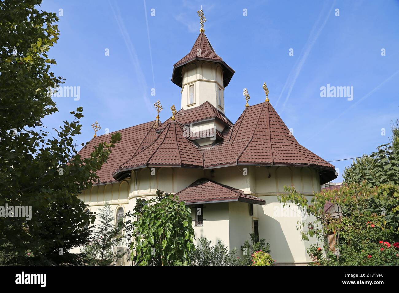 Chiesa ortodossa di San Giovanni Crisostomo, strada Izvor/Calea 13 Septembrie, Cotroceni, Centro storico, Bucarest, Romania, Europa Foto Stock