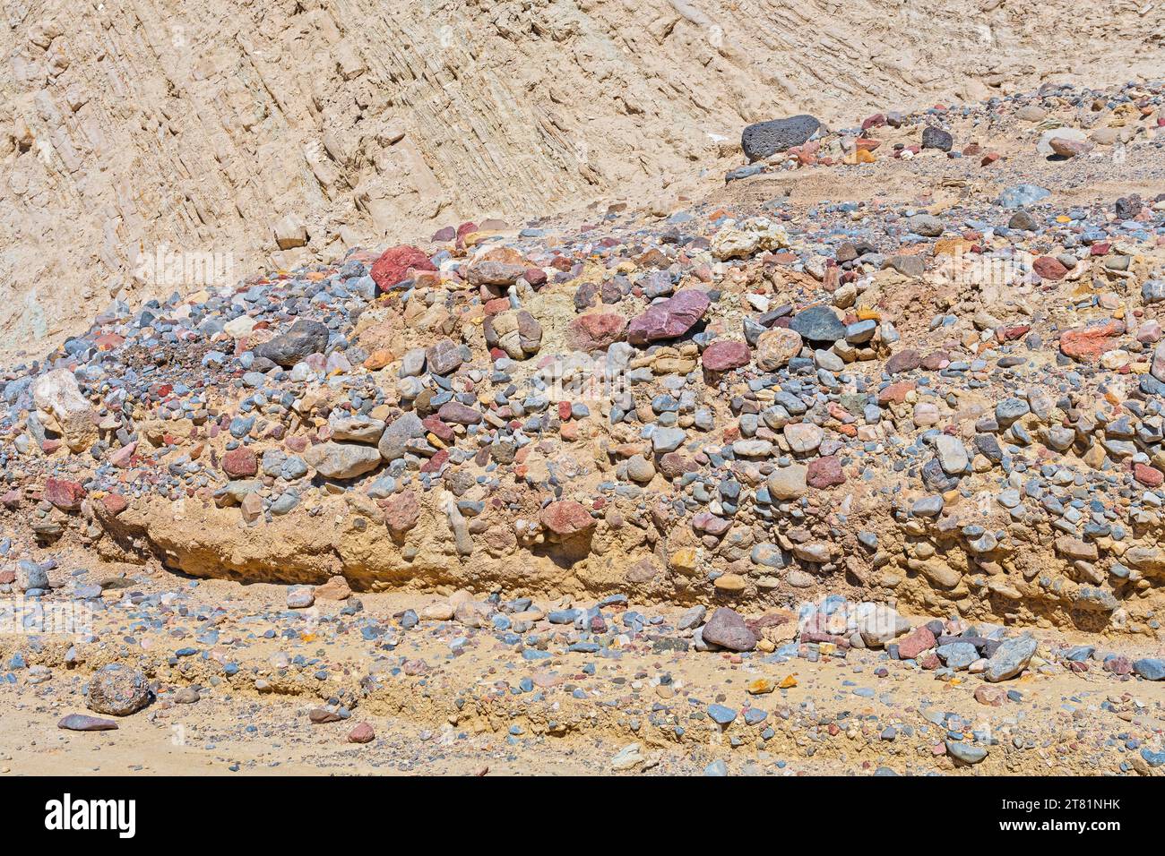 Depositi alluvionali in un Dry Stream Bed a Zabriskie Point nel Death Valley National Park in California Foto Stock