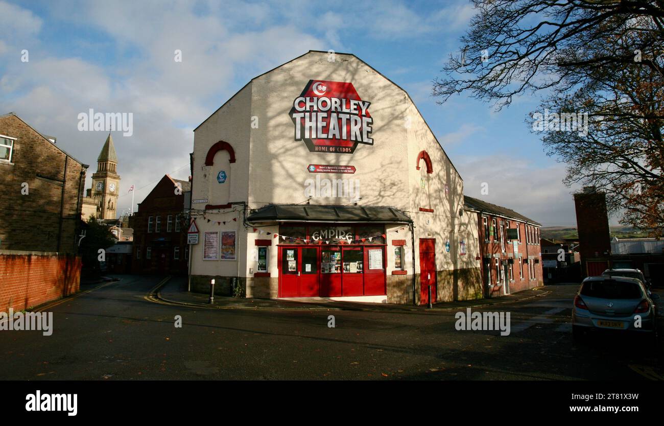 Una veduta del Chorley Theatre, su Dole Lane, Chorley, Lancashire, Regno Unito, Europa Foto Stock