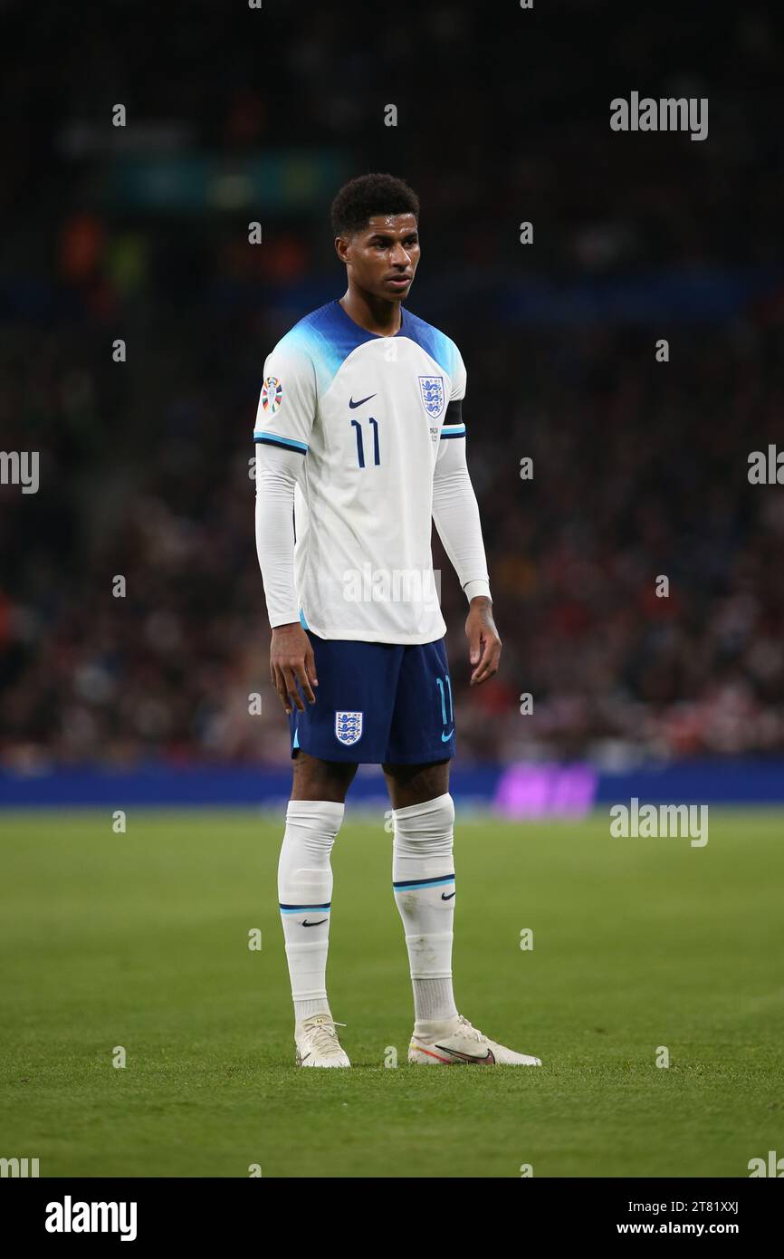 Londra, Regno Unito. 17 novembre 2023. Londra, 17 novembre 2023: L'inglese Marcus Rashford durante la partita di qualificazione a Euro 2024 tra Inghilterra e Malta al Wembley Stadium, Londra, Inghilterra. (Pedro Soares/SPP) credito: SPP Sport Press Photo. /Alamy Live News Foto Stock