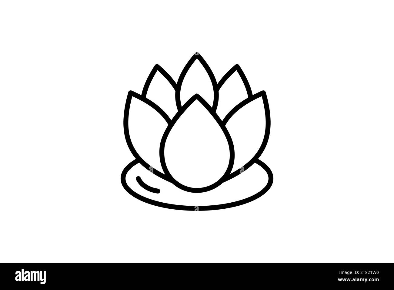 icona fiore di loto. icona legata alla meditazione, alla purezza, all'illuminazione e allo sviluppo del potenziale spirituale. stile icona linea. semplice design vettoriale Illustrazione Vettoriale