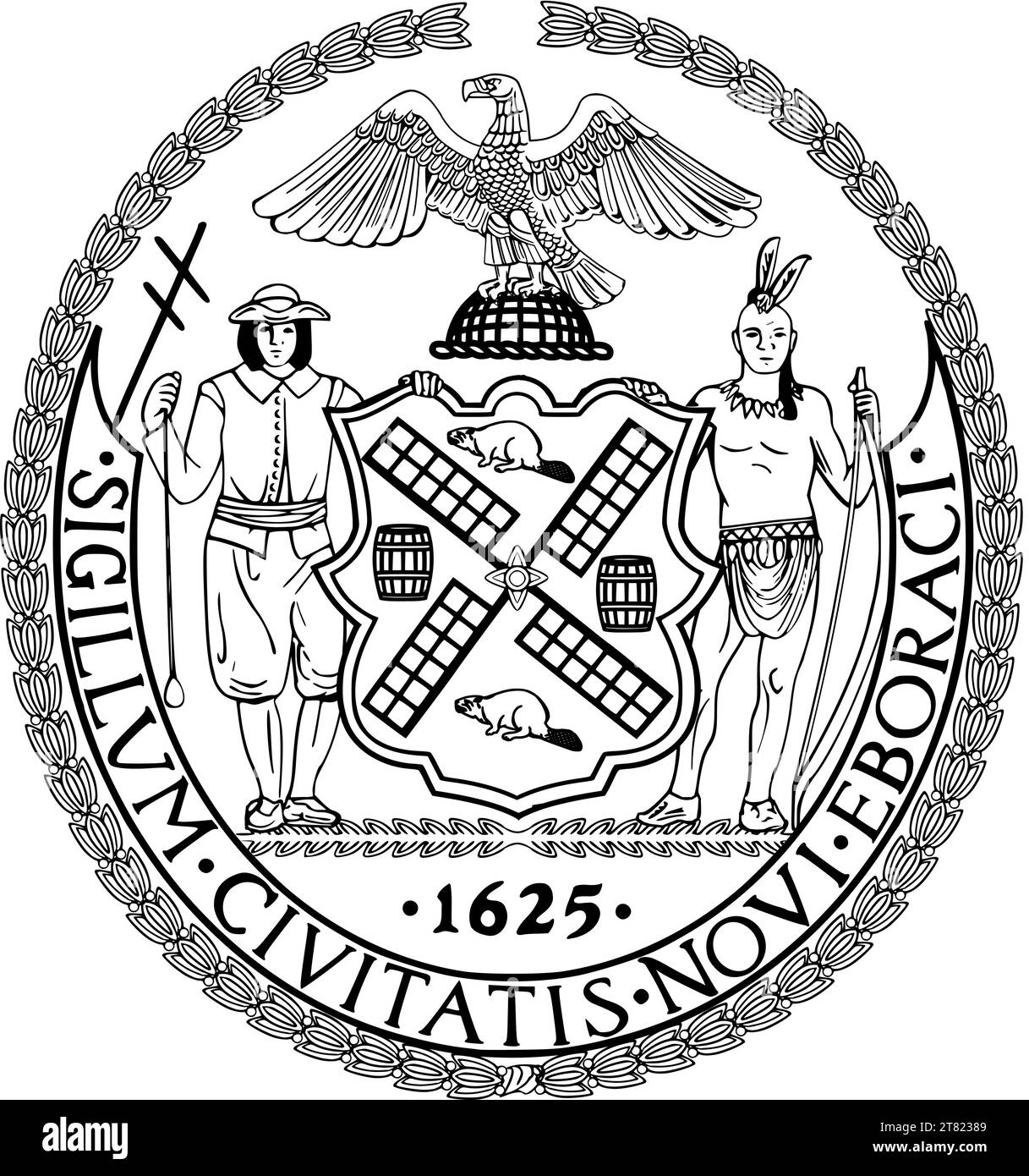 Stemma della CITTÀ DI NEW YORK, STATI UNITI Illustrazione Vettoriale