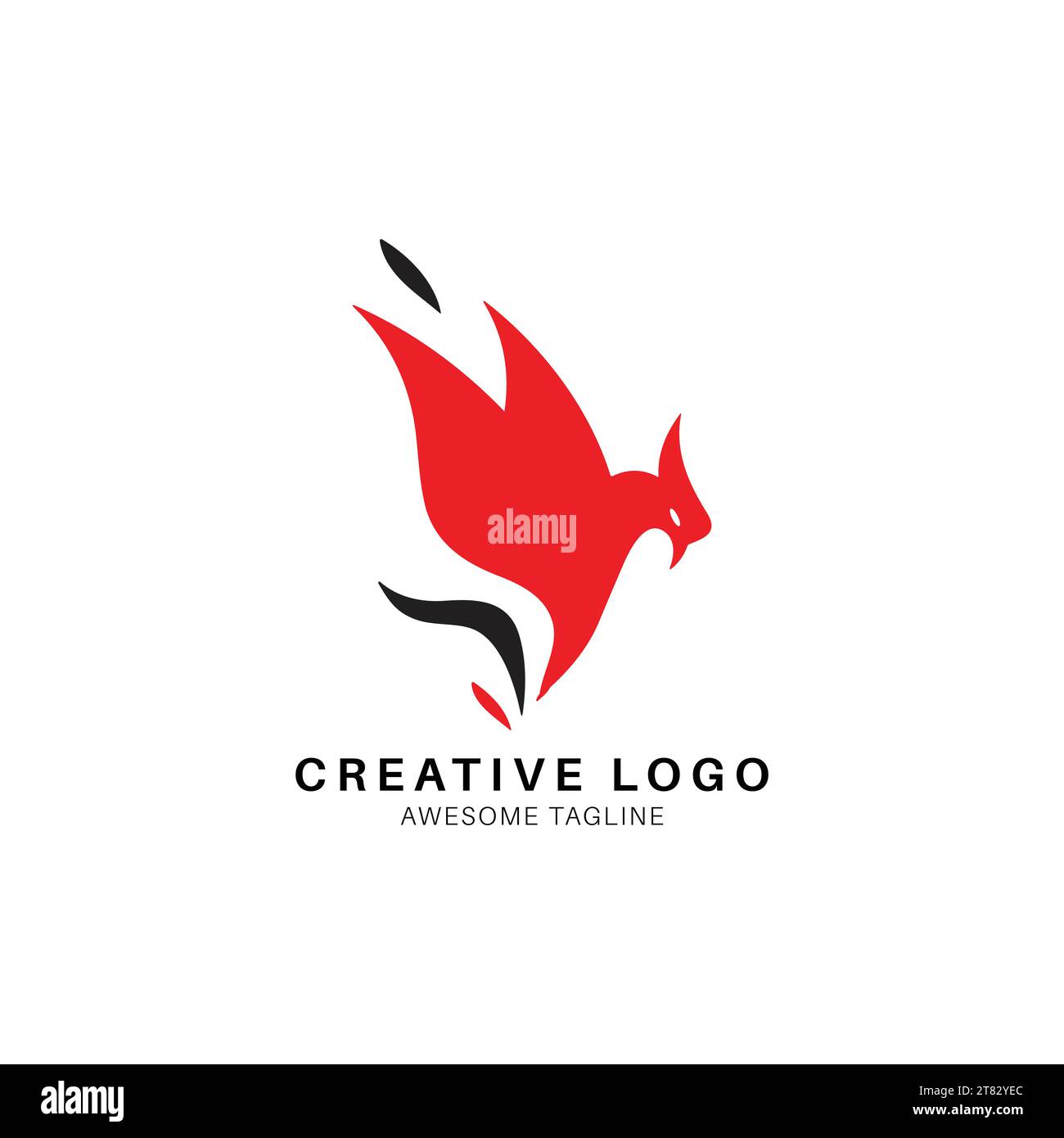 Logo creativo a forma di uccello Phoenix Illustrazione Vettoriale