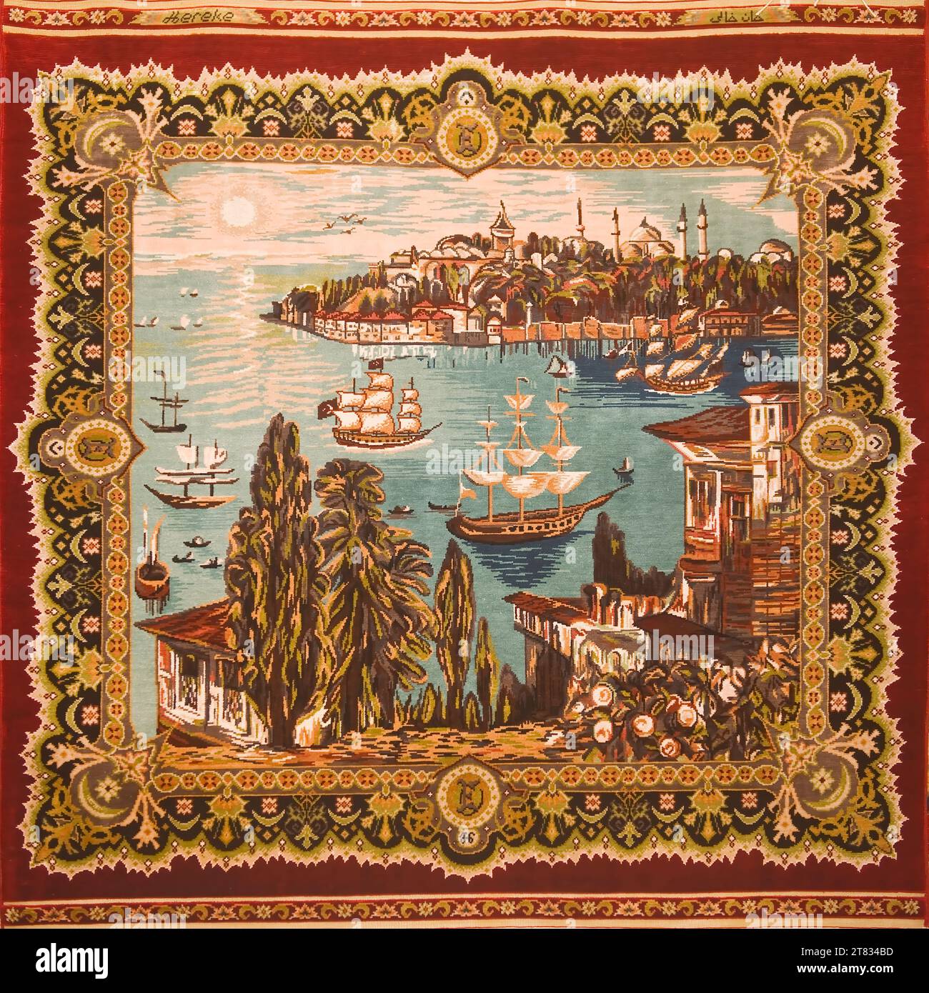 Tappeto in seta motivi, Antalya, Turchia Foto Stock