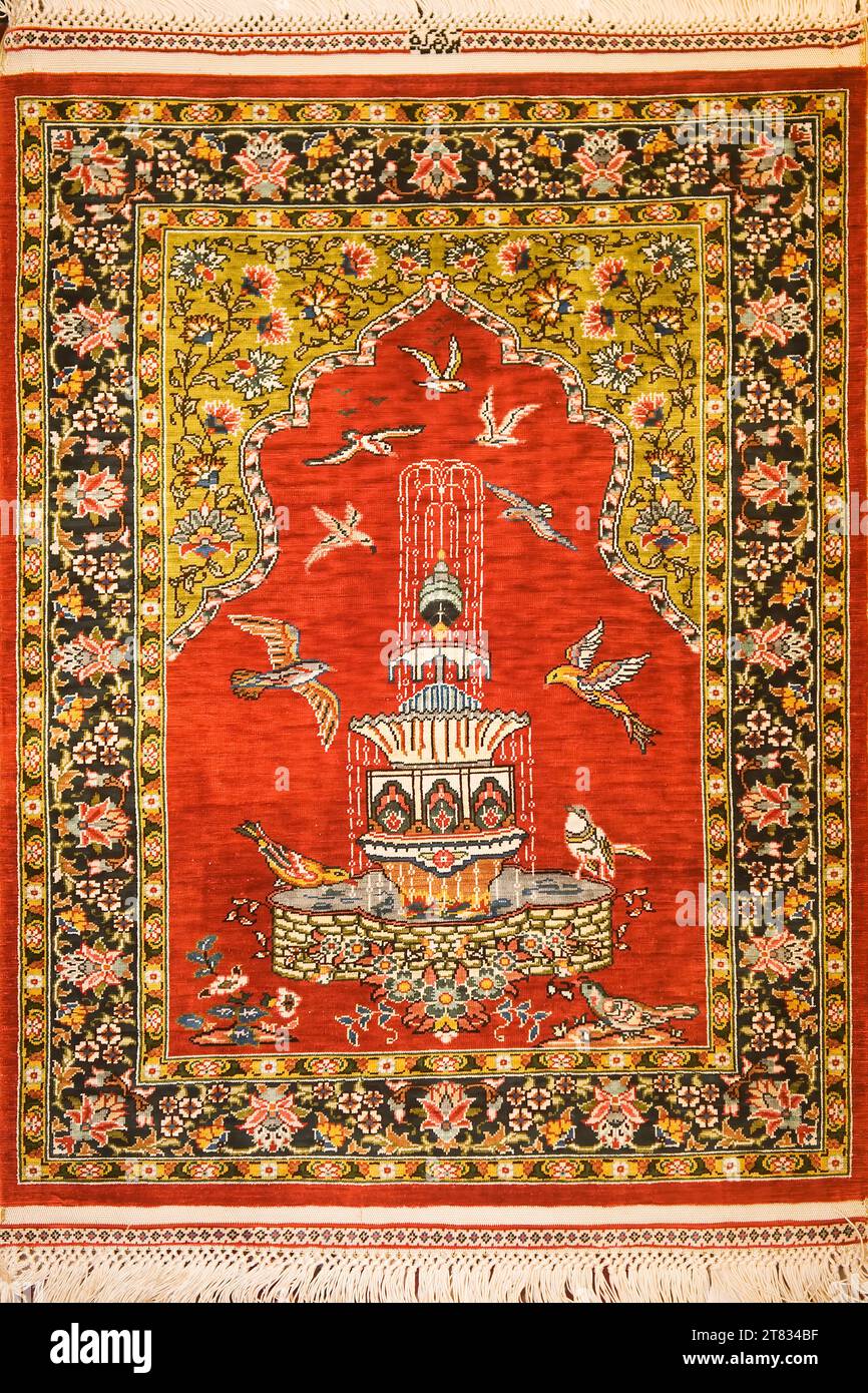 Tappeto in seta motivi, Antalya, Turchia Foto Stock