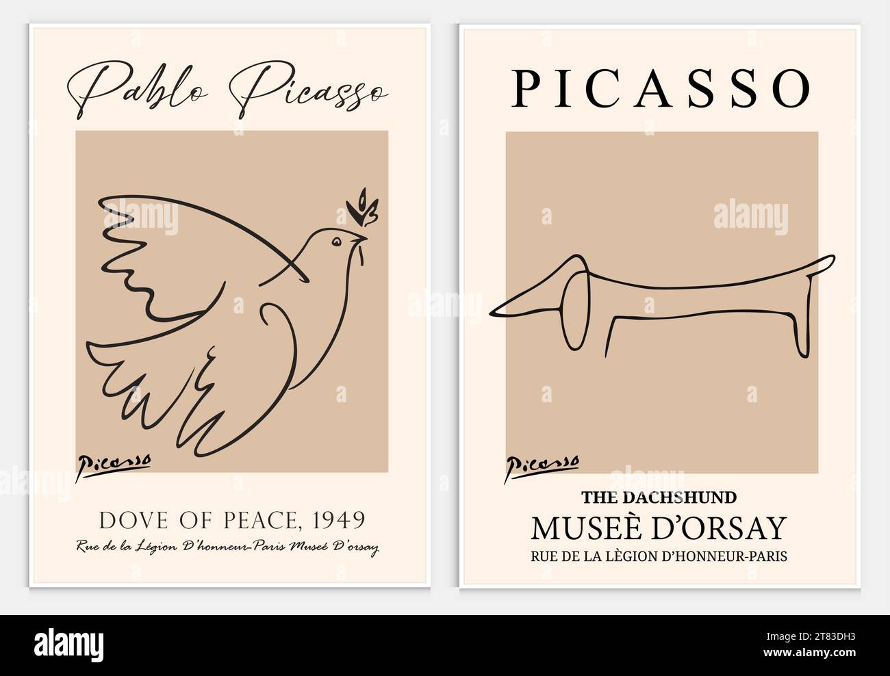 Contiene opere d'arte astratta in stile Picasso, collezione d'arte moderna per la decorazione. Vector İllustration poster. Collezione per l'arte di tendenza. Illustrazione Vettoriale