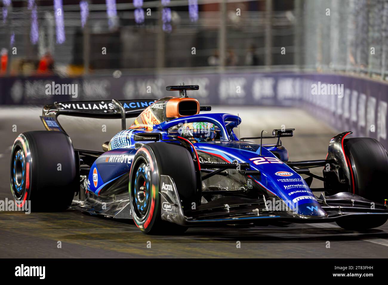 Las Vegas, Nevada, Stati Uniti. 18 novembre 2023. Alexander Albon (IND) Williams FW45.durante LA FORMULA 1 HEINEKEN SILVER LAS VEGAS GRAND PRIX 2023 - dal 17 al 19 novembre 2023 Las Vega, Nevada, USA (Credit Image: © Alessio De Marco/ZUMA Press Wire) SOLO USO EDITORIALE! Non per USO commerciale! Foto Stock