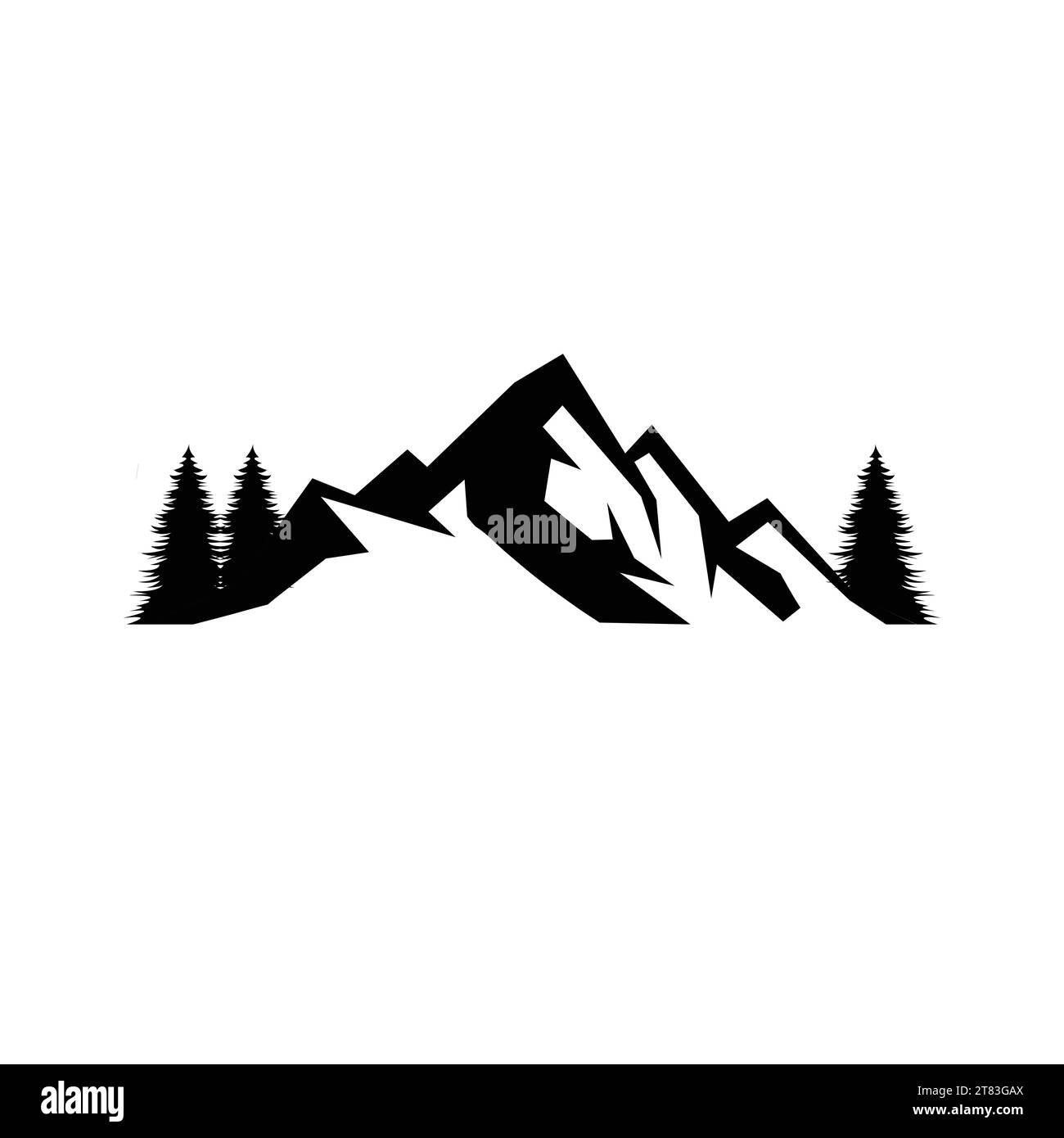 silhouette di montagna, silhouette di montagna rocciosa nera. vettore Illustrazione Vettoriale