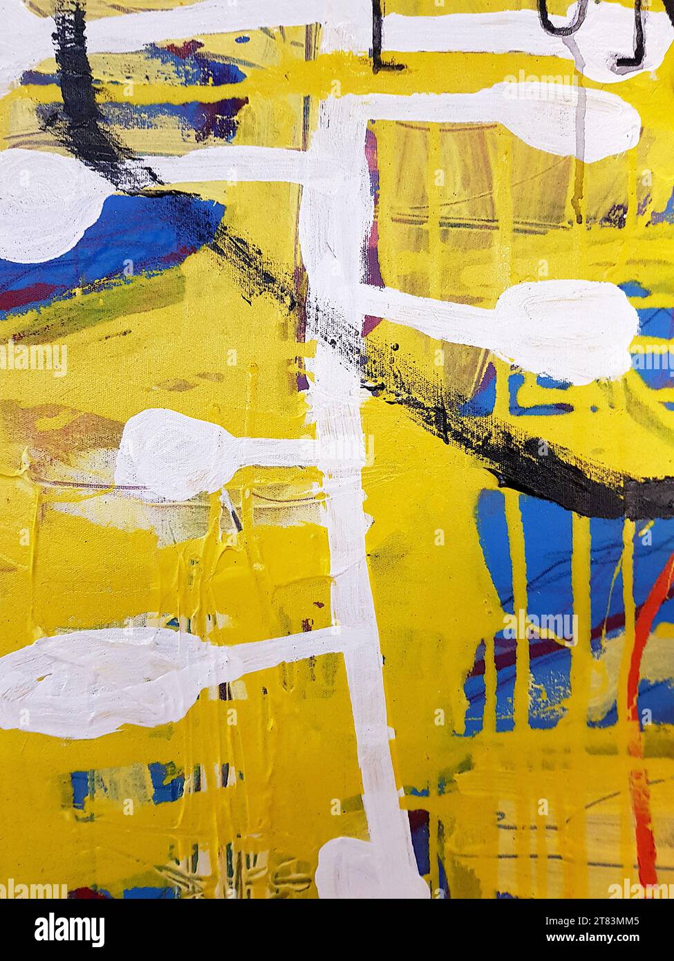 Primo piano della pittura ad olio astratta d'epoca. Foto Stock