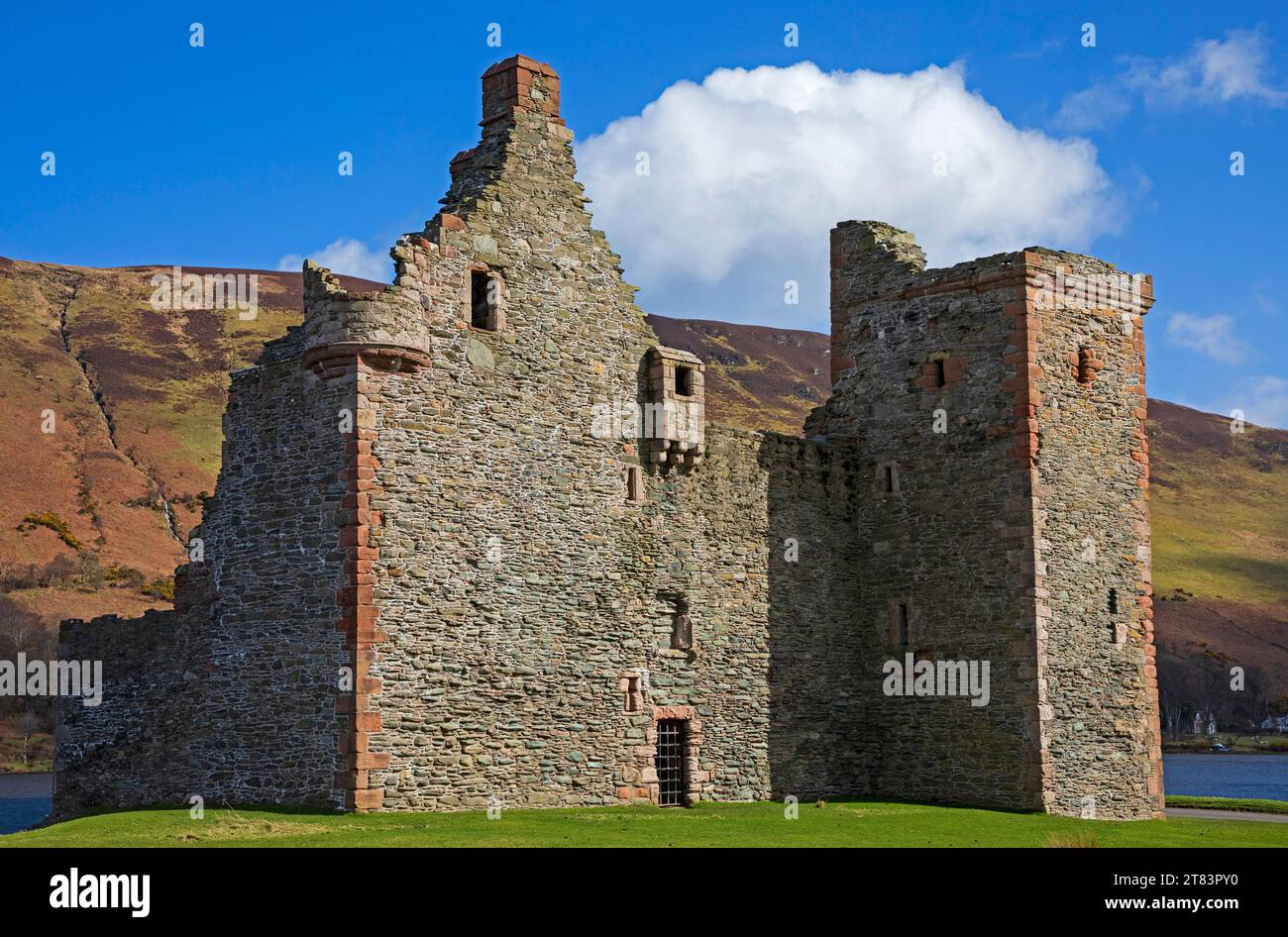 Castello di Lochranza, Isola di Arran, Ayrshire settentrionale, Scozia, Regno Unito Foto Stock