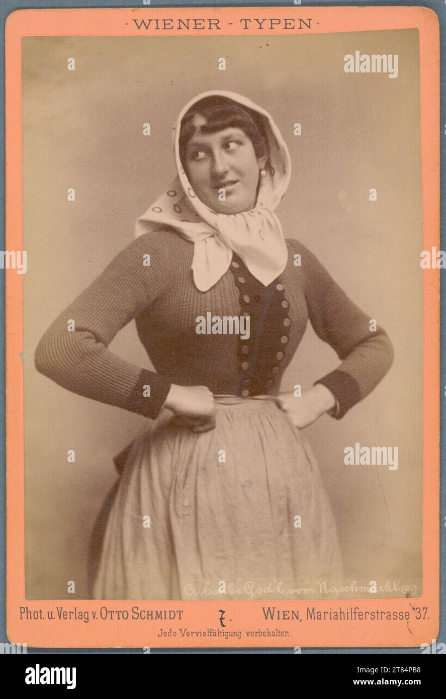 Otto Schmidt tipi viennesi: Un Dio Harbe dal Naschmarkt . Carta albumina, su contenitore per editoria / cabinet formato 1886 , 1886 Foto Stock