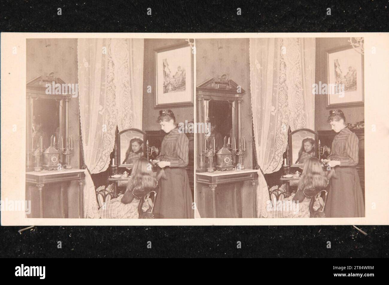 Julius Hofmann signora Mäden ragazze. Carta albumina, sulla scatola/formato stereo 1889 , 1889 Foto Stock