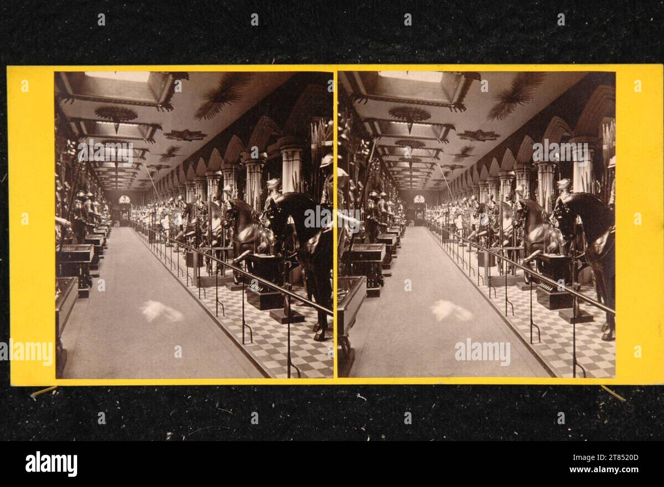 Frank Mason Good Tower di Londra, equipaggiamento a cavallo. Carta albumina, sulla scatola/formato stereo intorno a 1865 Foto Stock