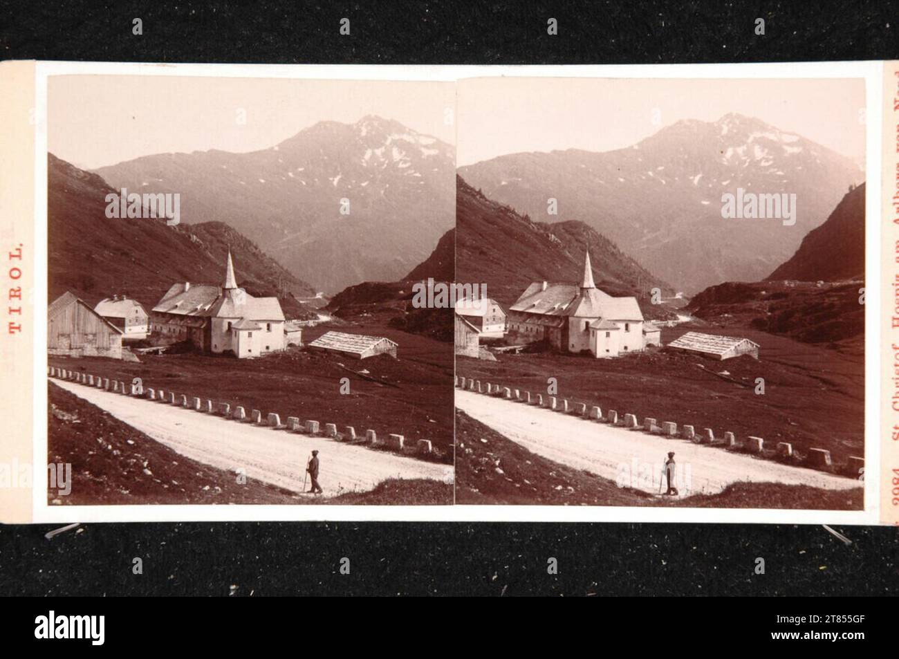 Alois Beer (ab 1883) Tirolo, St Christoph, Hospiz am Arlberg del Nord. Carta albumina, sulla scatola/formato stereo dopo il 1875 Foto Stock