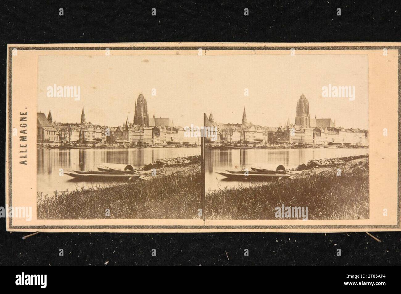 Anonimo Francoforte sul meno: Vista del porto. Carta albumina, sulla scatola/formato stereo 1860er Jahre Foto Stock