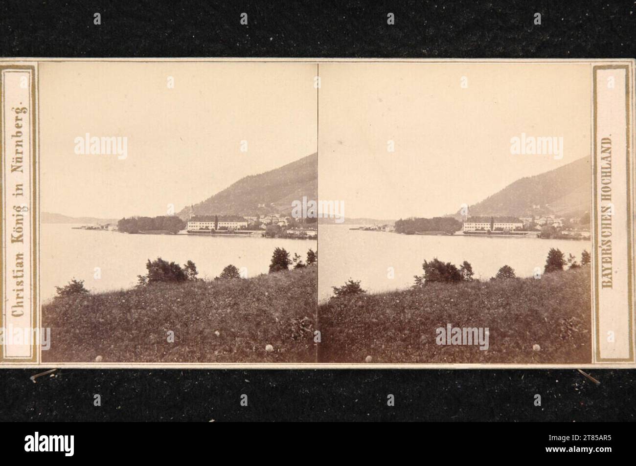 Christian König Tegernsee. Carta albumina, sulla scatola/formato stereo 1860er Jahre Foto Stock