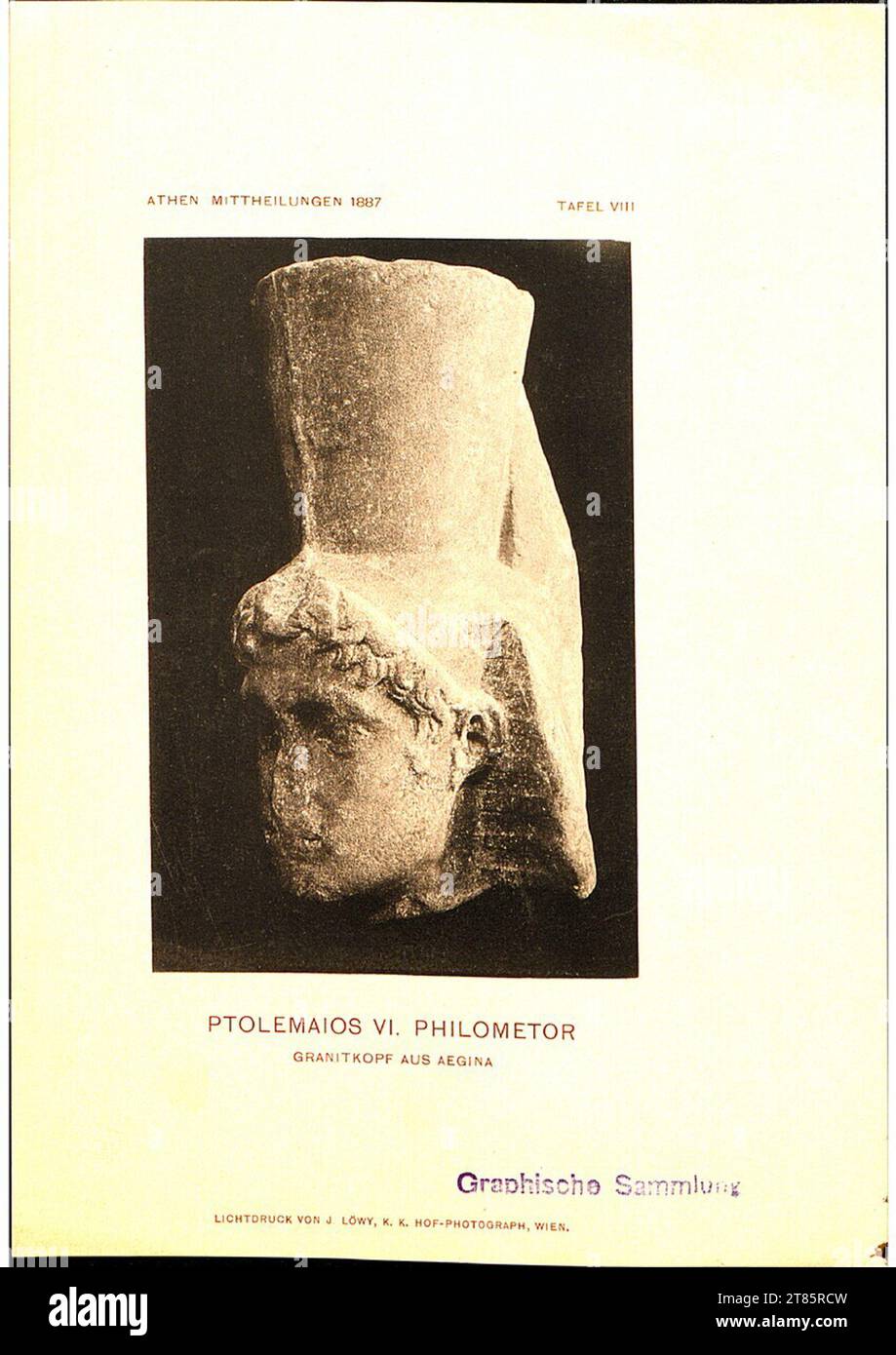 Josef Löwy illustrazione su un saggio archeologico in 'Athenian Middle Modils' nel 1887. Collotipo tecnico 1887 , 1887 Foto Stock