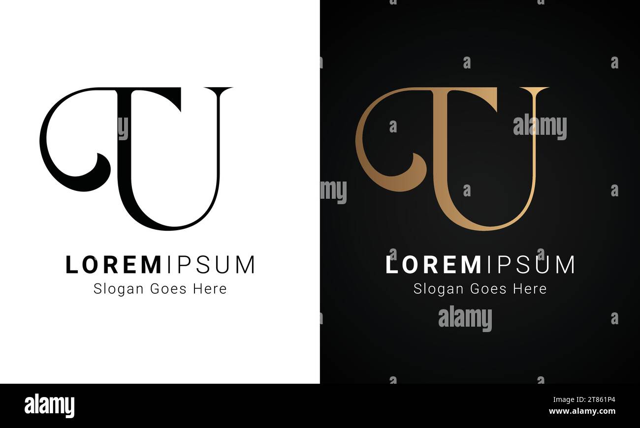 Design con logo in lettere iniziali UT o tu con monogramma Luxury Illustrazione Vettoriale