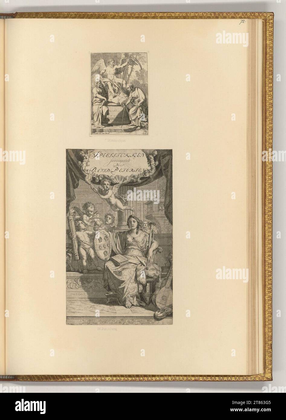 Gerard de Lairesse (Ausführende r Künstler in) Allegoria con chronos; titolo con personificazione della musica. incisione 1661-1711 , 1661/1711 Foto Stock