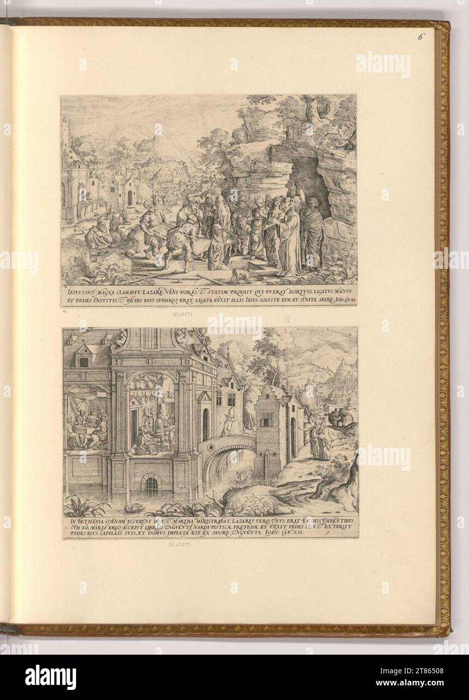 Hans Bol (incisore) la storia di Lazzaro. incisione intorno al 1580 Foto Stock