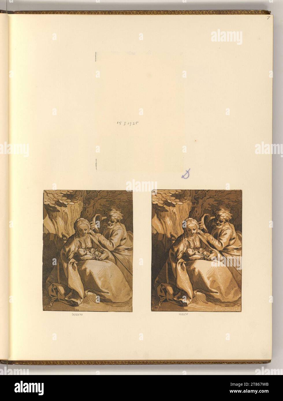 Ludwig Büsinck (Formschneider in) la Santa famiglia riposa sotto un albero. Clair OBSCUR Woodcut 1620-1623 , 1620/1623 Foto Stock