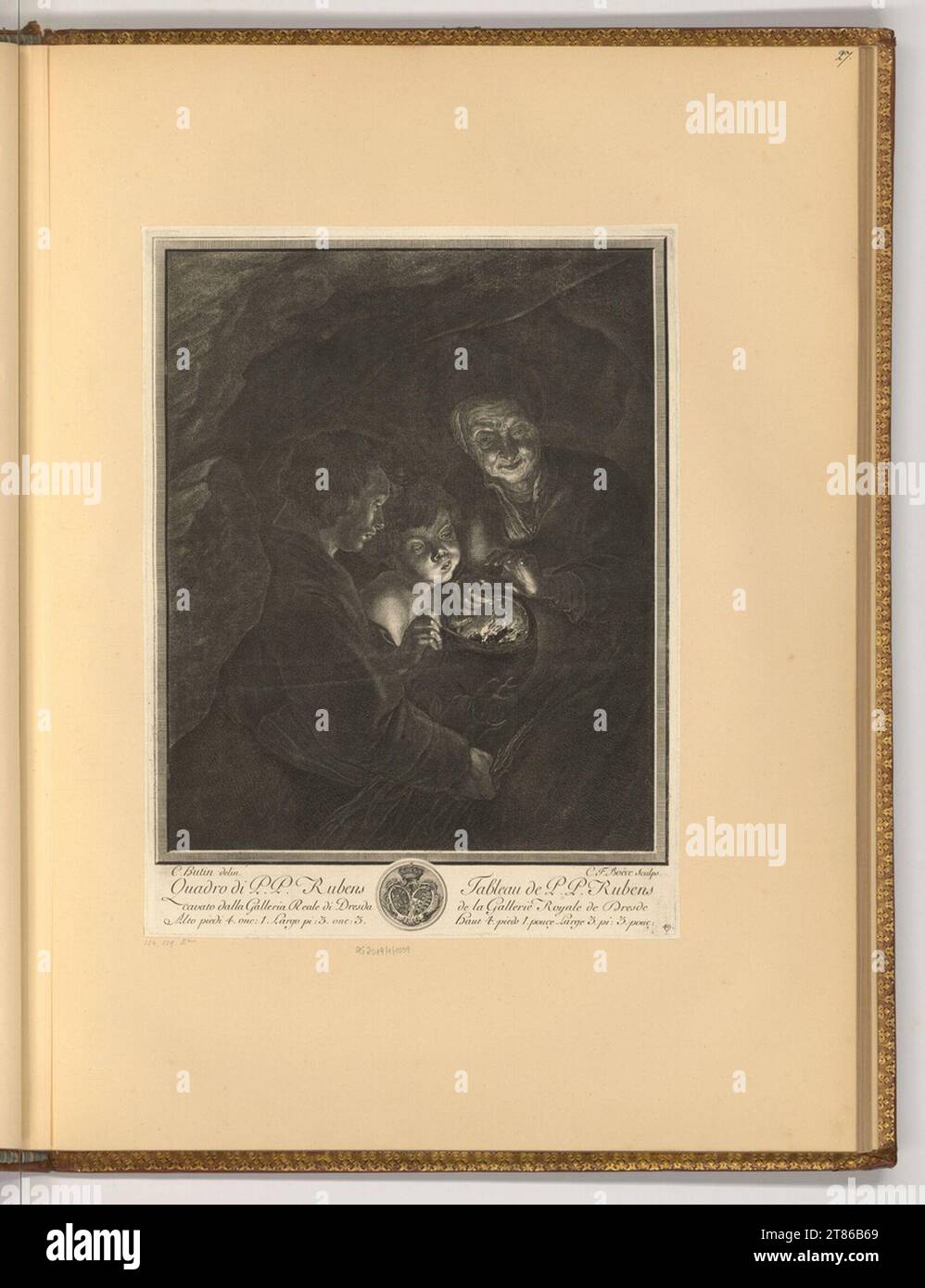 Christian Friedrich Boetius (incisore) il vecchio con la piscina di carbone in una grotta. incisione 18. Secolo, XVIII secolo Foto Stock