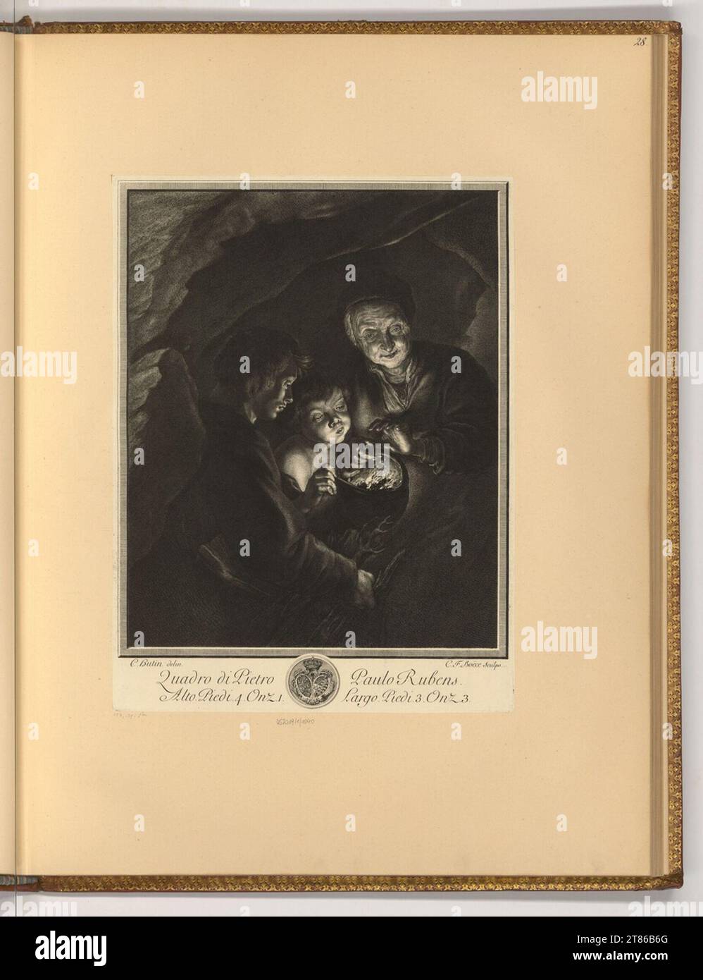 Christian Friedrich Boetius (incisore) il vecchio con la piscina di carbone in una grotta. incisione 18. Secolo, XVIII secolo Foto Stock