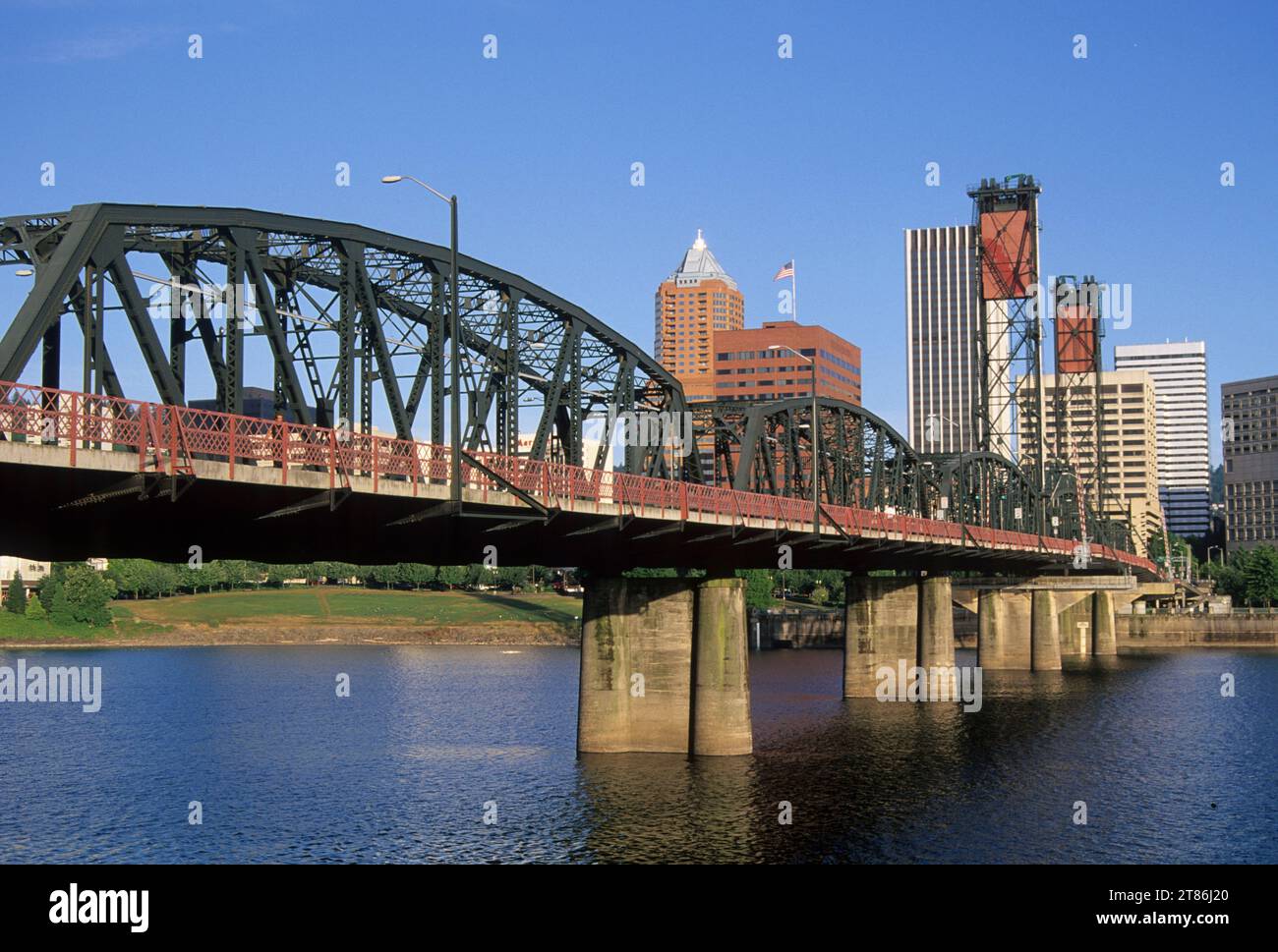 Centro città da Eastside Esplanade, Portland, Oregon Foto Stock