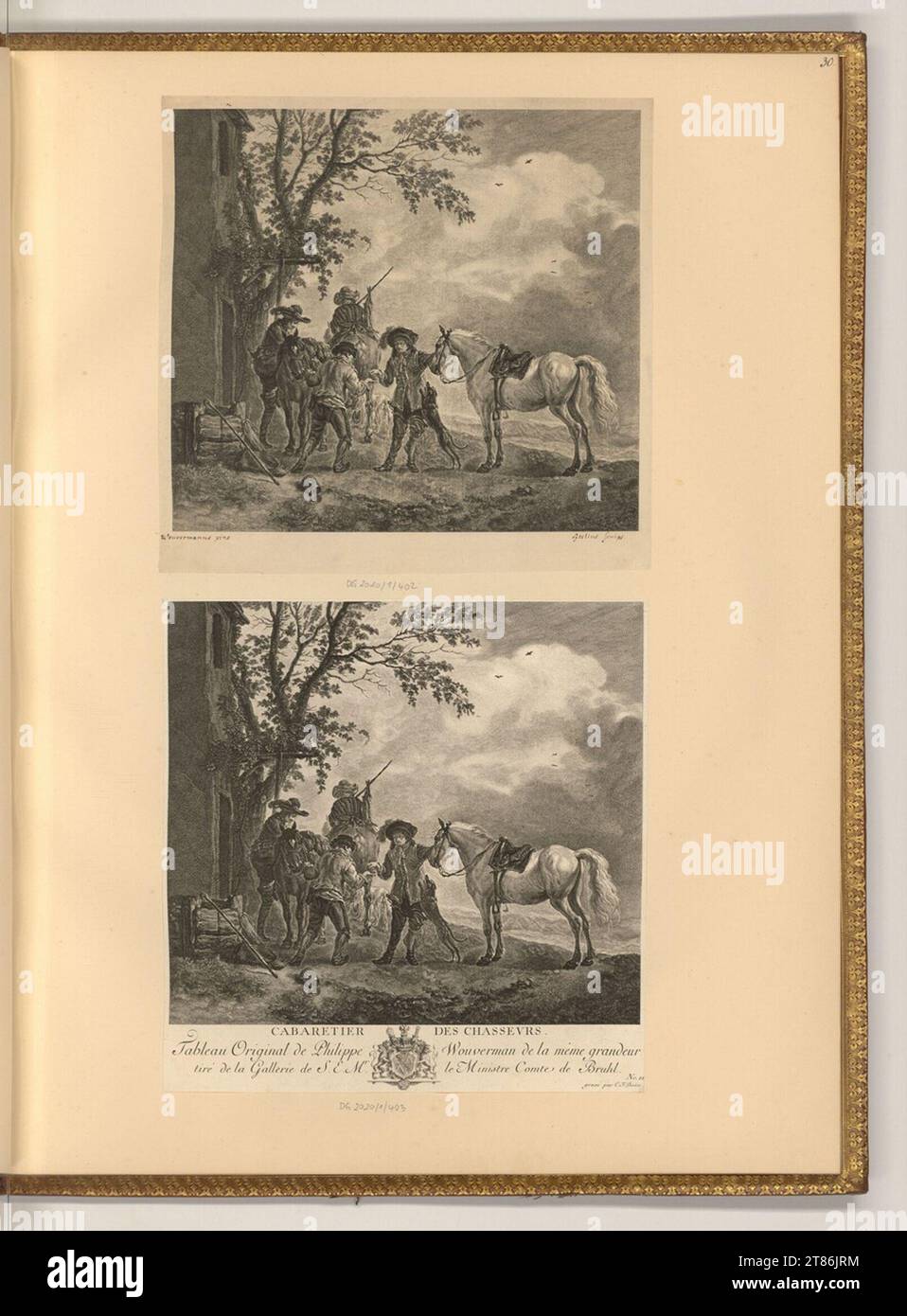 Christian Friedrich Boetius (incisore) Hunter cabaret maker. incisione 1720-1782 , 1720/1782 Foto Stock