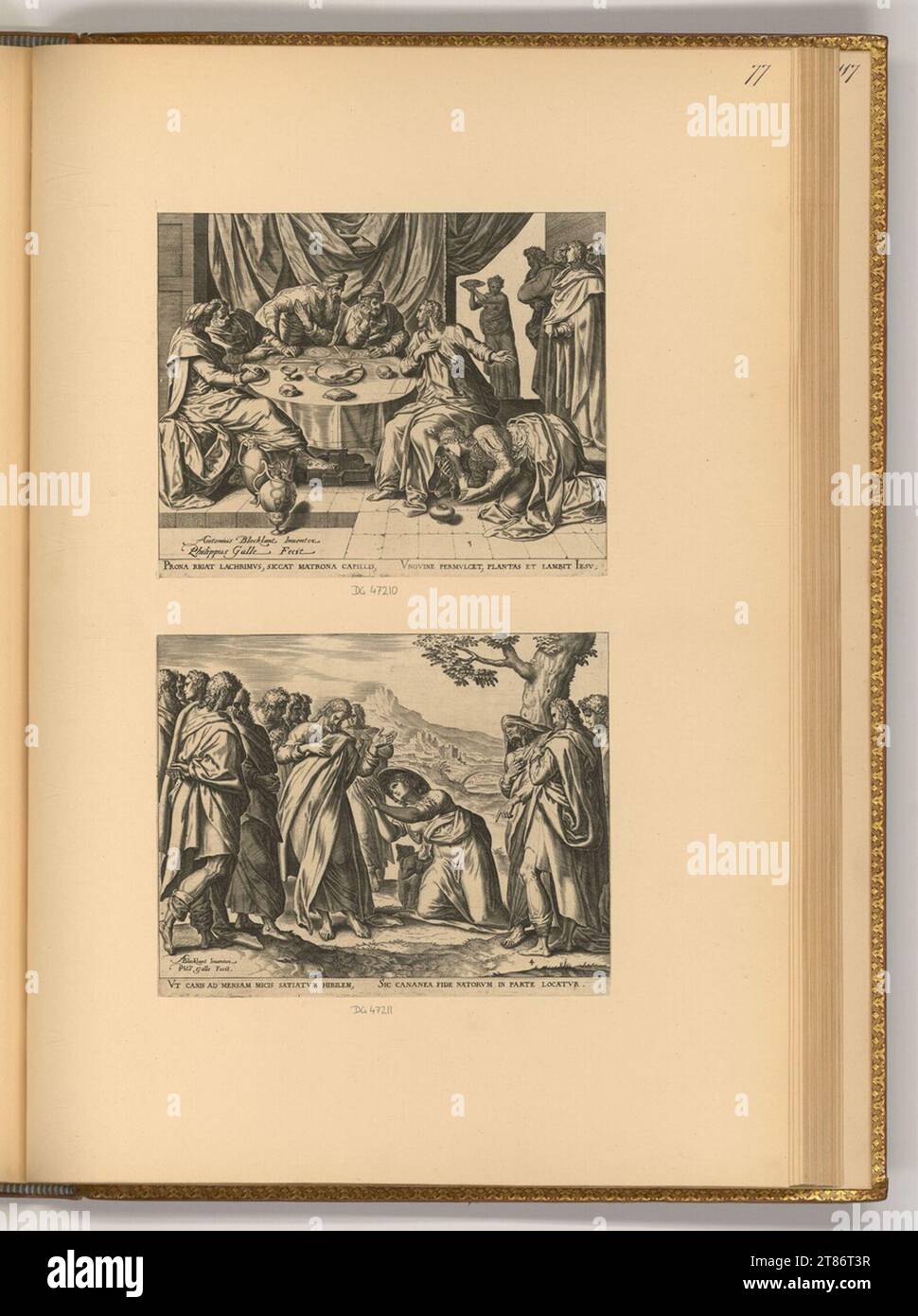 Philipp Galle (incisore) Cristo e il peccatore nella casa di Simon; Cristo e la donna cananea. Incisione rame, incisione 1550-1612 , 1550/1612 Foto Stock