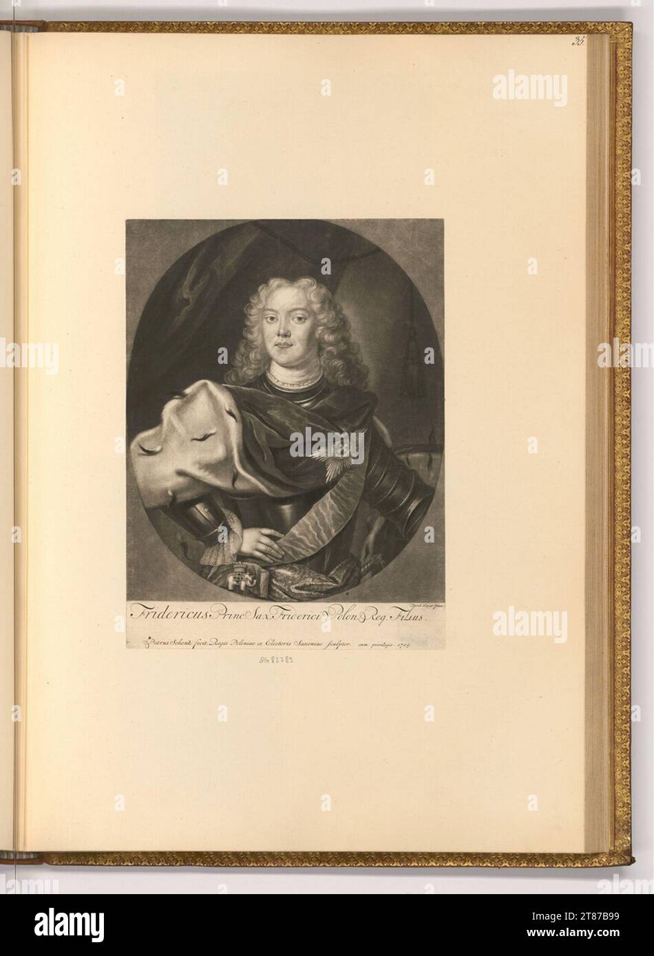 Pieter Schenk (incisore) Ritratto Friedrich August, Principe di Sassonia. Sci 1709 , 1709 Foto Stock