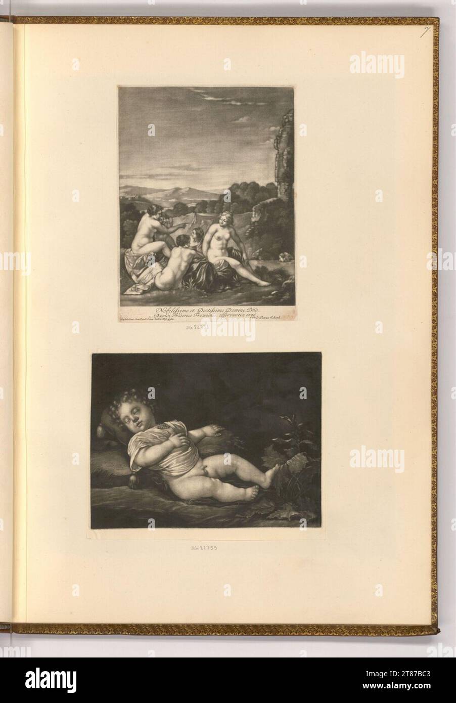 Pieter Schenk (incisore) Ninfe sull'acqua; bambino addormentato. Sci 1680-1711 , 1680/1711 Foto Stock