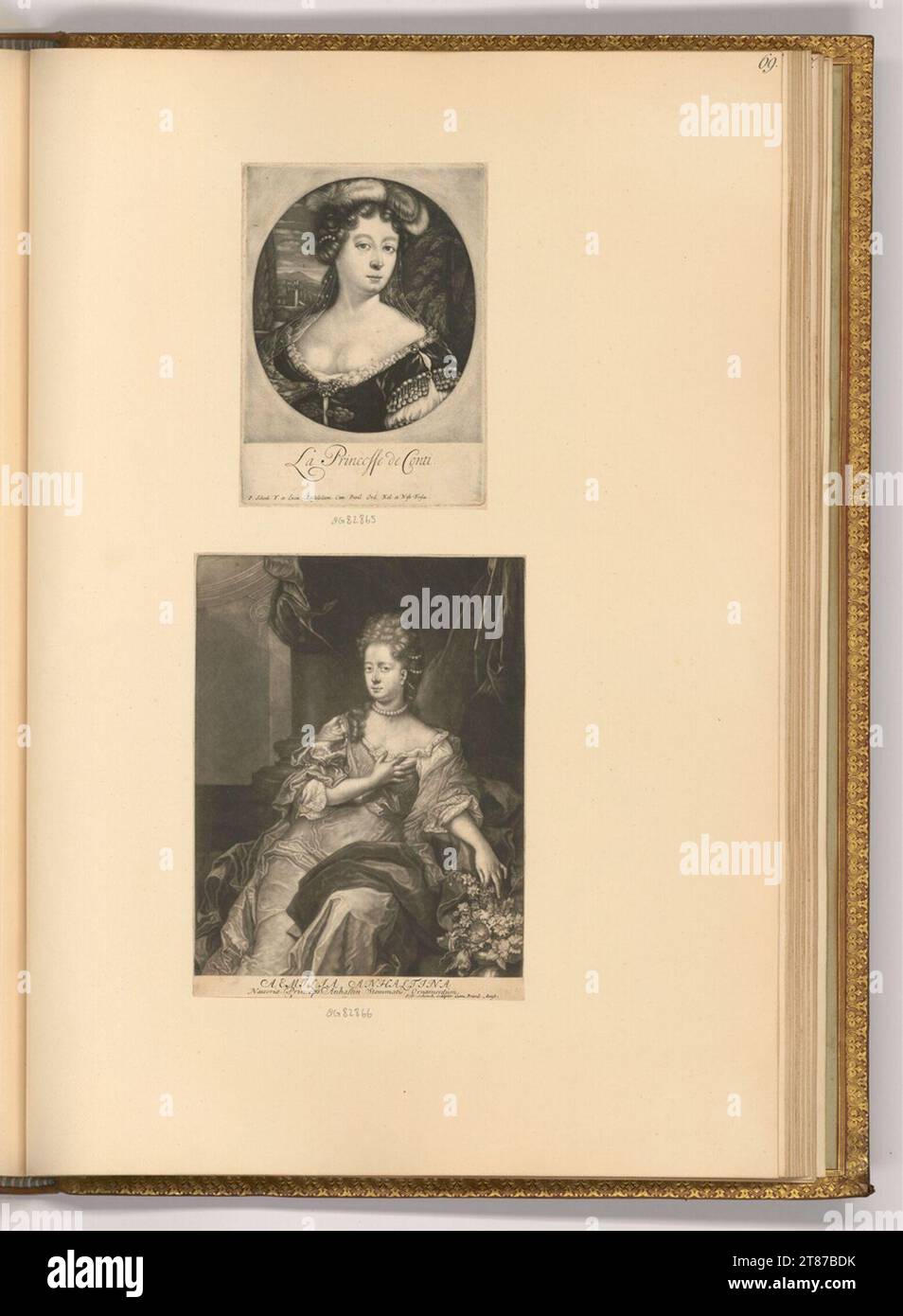 Pieter Schenk (incisore) ritratti Marie Anne de Bourbon; Principessa Amalia di Nassau (anhalt). Sci 1680-1711 , 1680/1711 Foto Stock